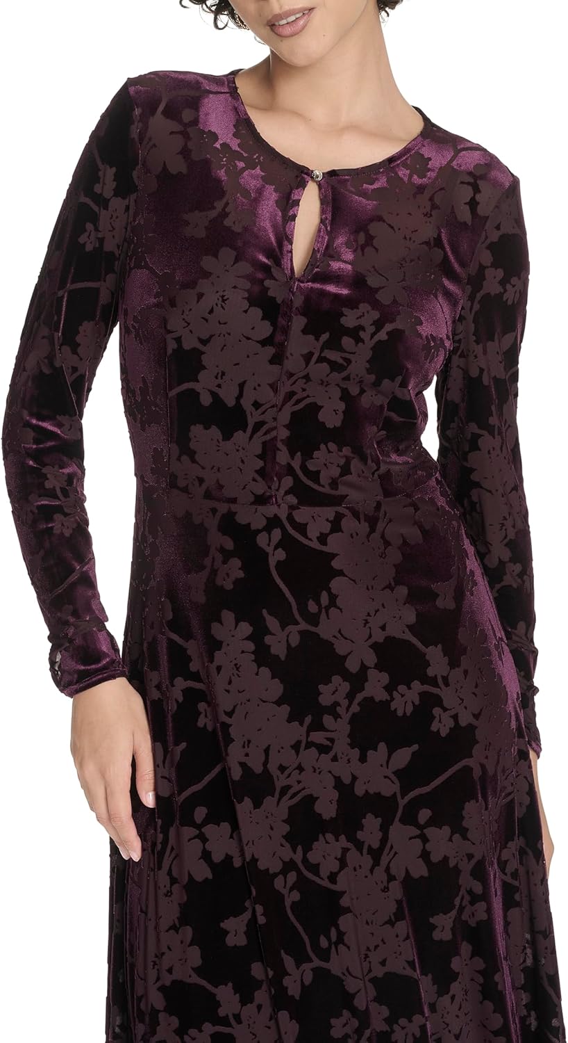 Tommy Hilfiger Womens Long Sleeves Keyhole Neck Midi Dress - Image 2