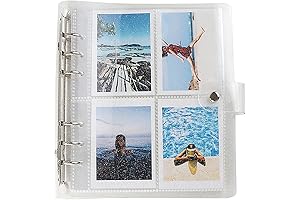 25-Pack 200 Pockets A6 56x87mm Card Sleeves Binder, Clear Glitter PVC Photo...