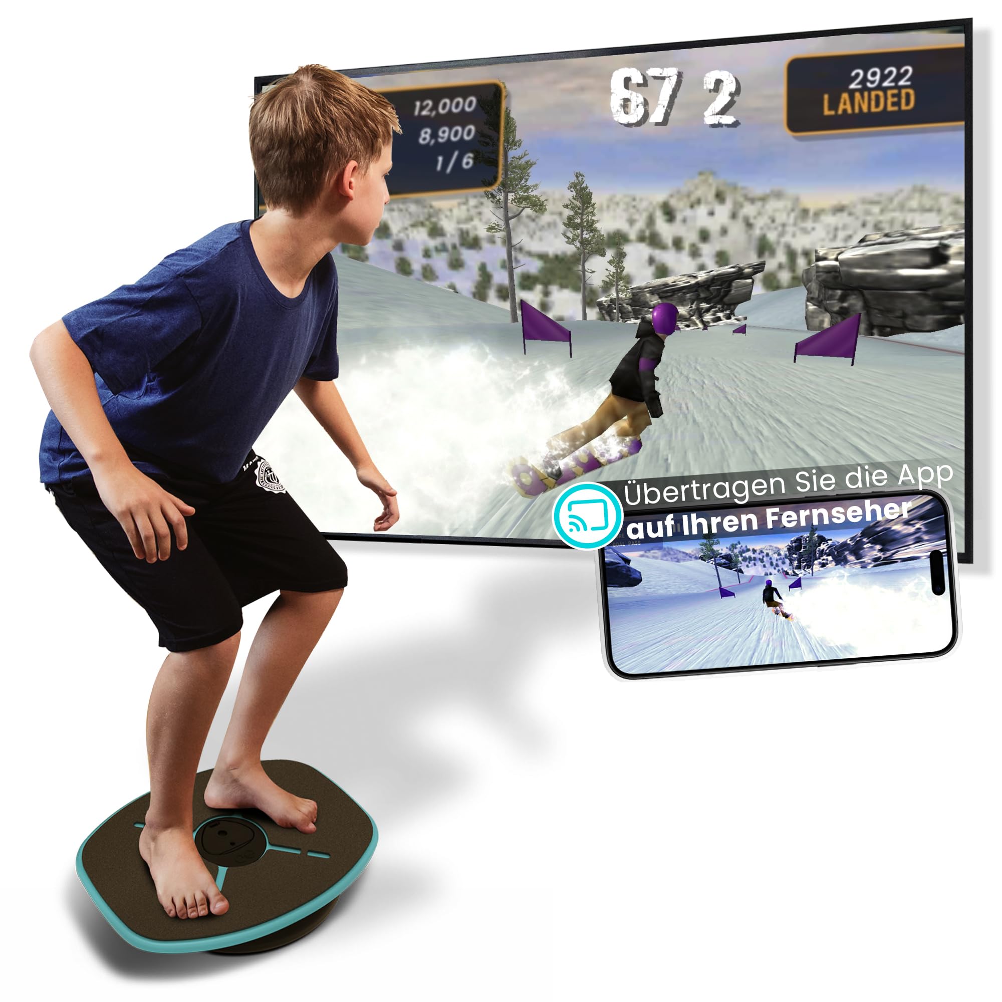 GoBalance Board App Balance Board mit Bluetooth Sensor 12 Spiele fuer Training Spass und Fitness Staerkt Koordination und Kraft fuer Jugendliche und Erwachsene