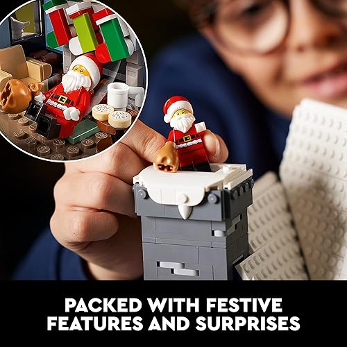 Miniatura 3 de LEGO Icons Santa Visit 10293 - Juego de construcción de casa de Navidad para adultos y familias, decoración festiva del hogar con árbol de Navidad,