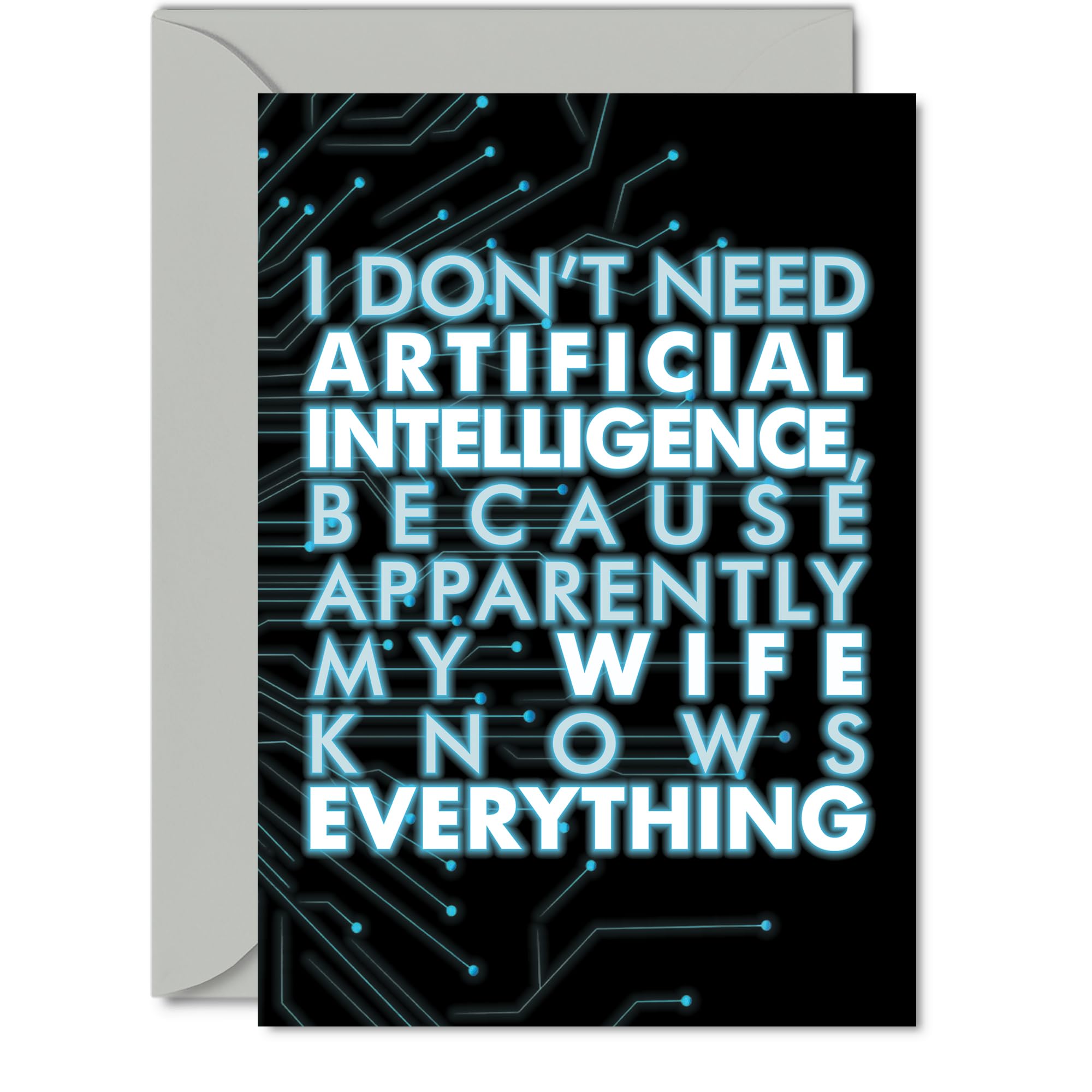 Wife Birthday Card - AI Party - Happy Birthday Card for Wife from Husband Partner, A5 knows Bday Greeting Cards