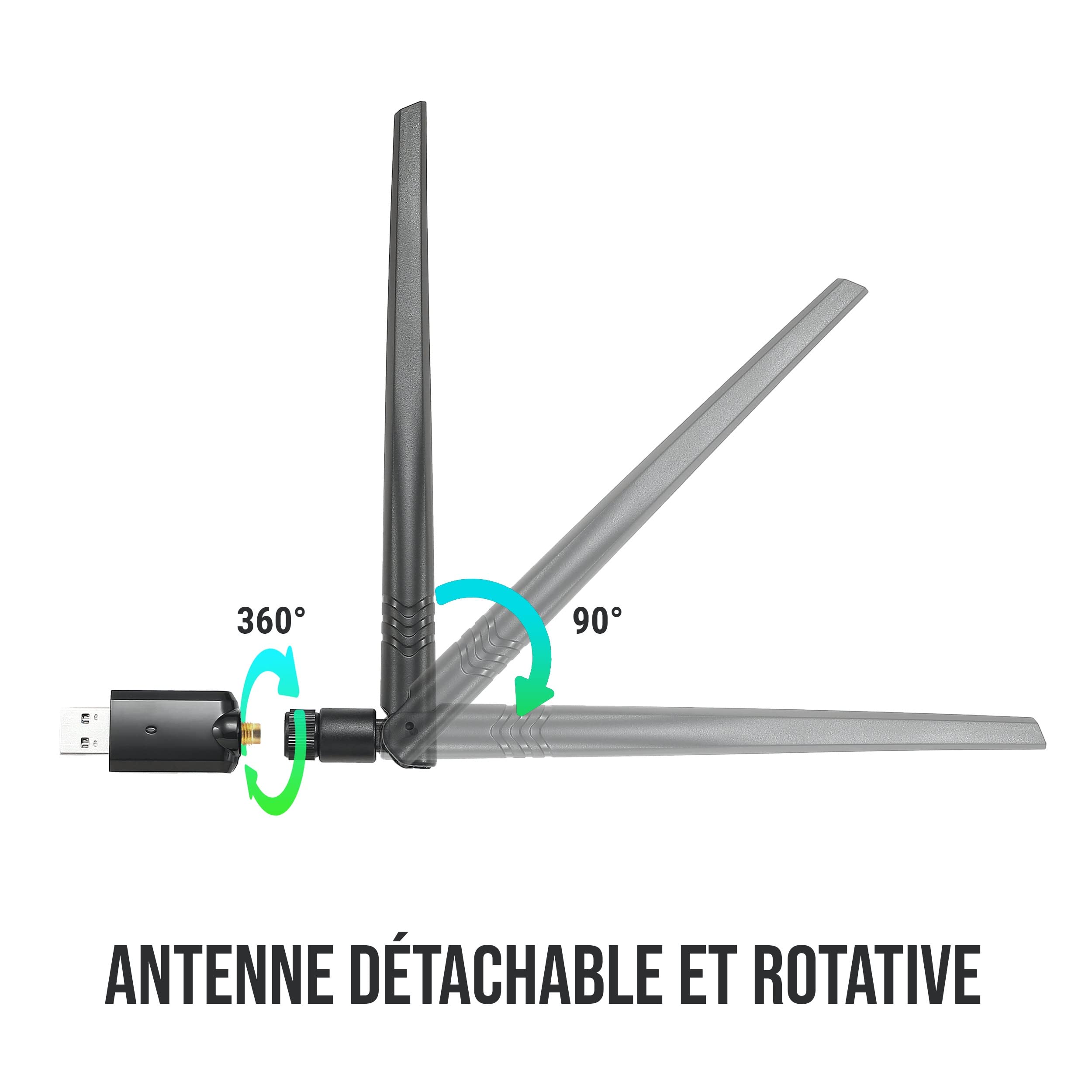 WE Clé Wi FI Puissante 1200 Mbps 5 GHz, Adaptateur USB WiFi, Dongle Wi-FI, USB 3.0 - Compatible avec Windows 10/8.1/8/7/XP/Vista, Mac OS X 10.9-10.13 - Noir