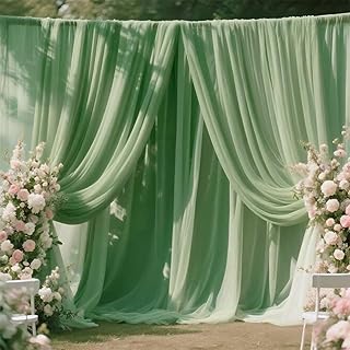 10 Yard Sage Green Chiffon Fabric Sheer Draping for Wedding Voile Tulle ...