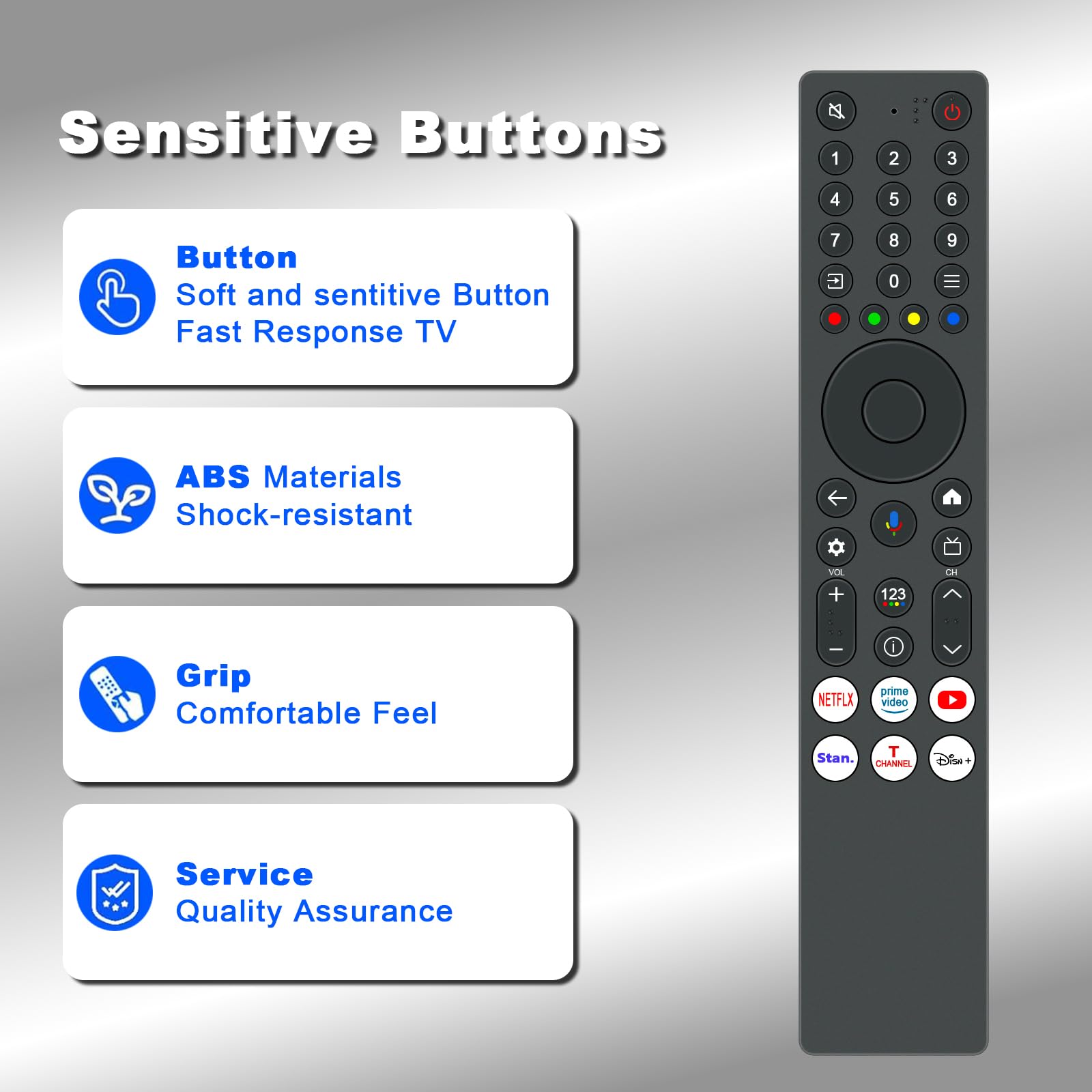 VINABTY Telecomando vocale sostituito Adatto per TCL QLED 4K QD-Mini LED, HDR TV 50C61KS 55C61KS 65C61KS 75C61KS 50Q6C 55Q6C 65Q6C 75Q6C 85Q6C 50Q7C 55Q7C 65Q7C 75Q7C 85Q7C