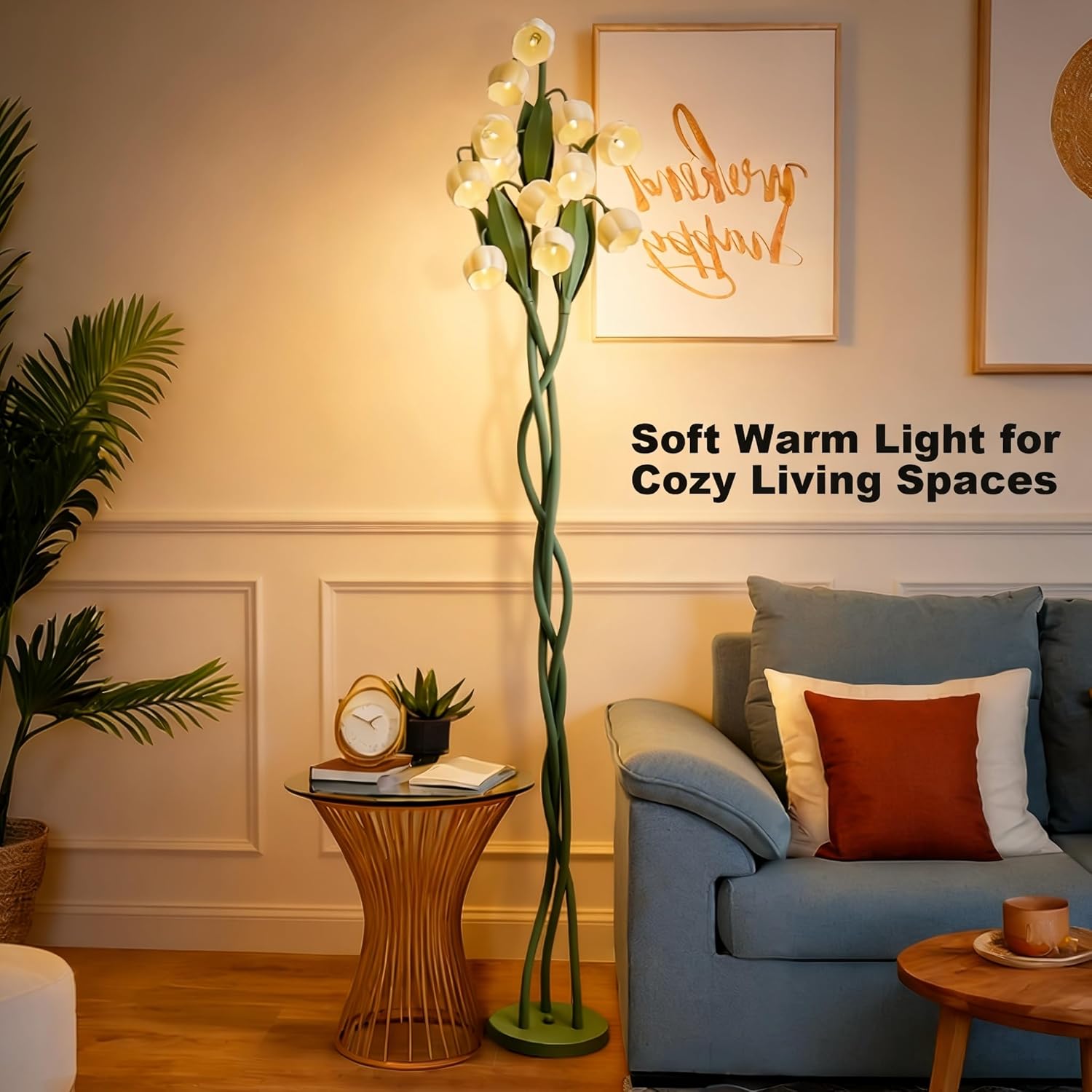12-Light Lily of the Valley Floor Lamp, 69” Tall Decorative Standing Lamp with Flexible Gooseneck Branches, Warm LED Corner Light for Living Room, Bedroom, Reading Nook & Home Décor