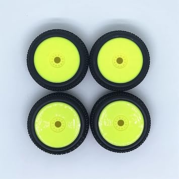 KingVal 4PCS Replacement Durable RC Tyre Wheel 112x46mm Hex Joint 17mm Compatible with 1/8 Off-Road Car Buggy Redcat Team Losi VRX HPI Kyosho HSP Carson Hobao RC Car Yellow