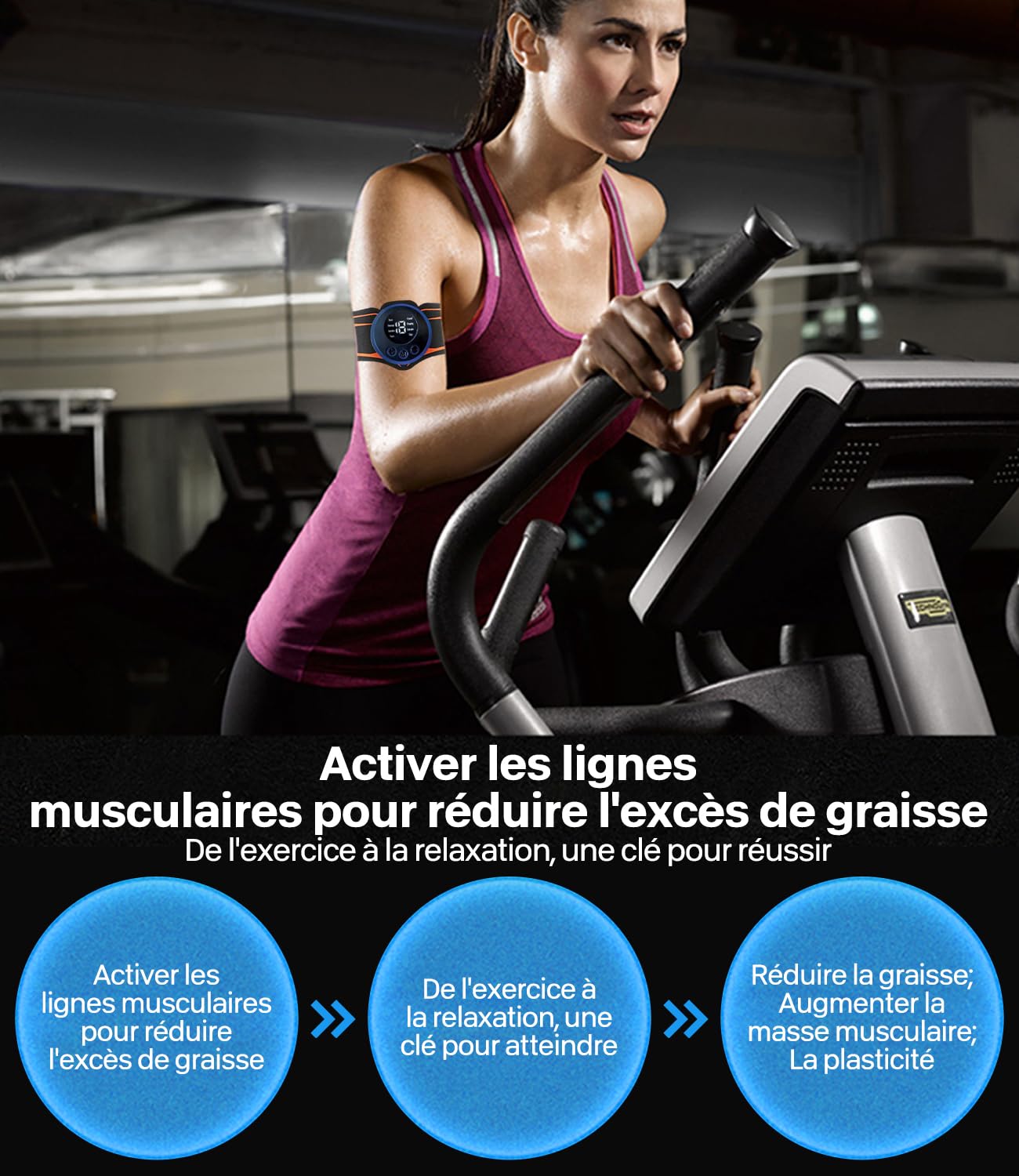 PZCC Électrostimulateur Musculaire, Ceinture Abdominale 8 Modes 19 Intensités, Rechargeable USB LCD, Stimulateur pour Abdos/Bras/Jambes/Fesses