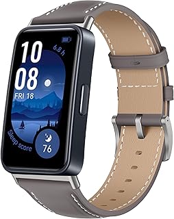 [LanQii] レザーバンド For HUAWEI Band 10 / HUAWEI Band 9 / HUAWEI Band 8 対応 バンド PUレザー素材 ベルト ソフト 柔軟性 ビジネス風 交換ベルト レディース&メンズ 革製ストラップ
