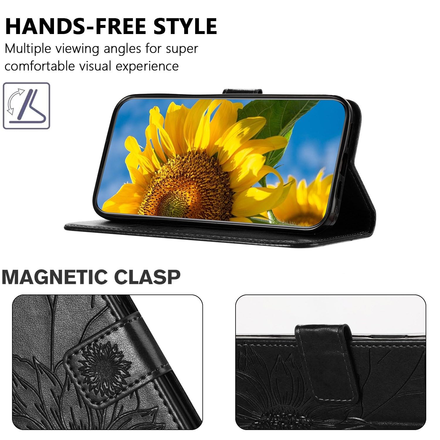 Generic Étui compatible avec Google Pixel 4A Couleur/motif : (Big Flower) motif cuir portefeuille aimant flip back case