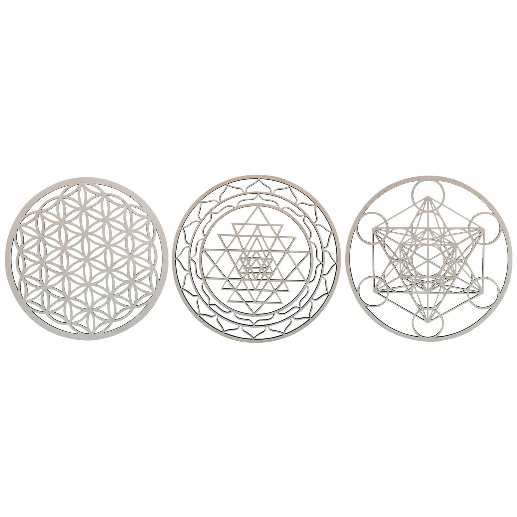 Kopinma Juego de 3 piezas / set de arte de pared de geometría sagrada, arte de pared de madera, arte de geometría sagrada, escultura, decoración de pared para decoración del hogar