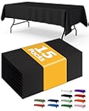 Niuara Black Plastic Table Cloth Rectangle Table 15 Pack, 54''×108'' Tablecloth for 6ft Tables, Table Cloth for Disposable Use, Table Cover for Holiday Party, Gathering