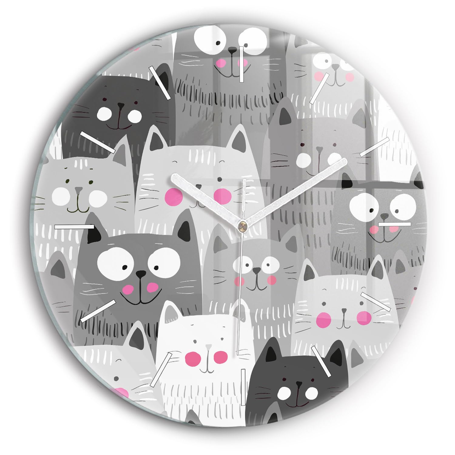 Horloge en verre moderne avec motif chats pour une cuisine chaleureuse