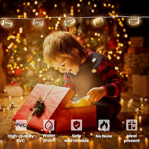 Miniatura 5 de YEAMAR Guirnalda de luces de fútbol de 13 pies20 LED alimentadas por pilas para decoración de habitación de niños, luces decorativas de fiesta