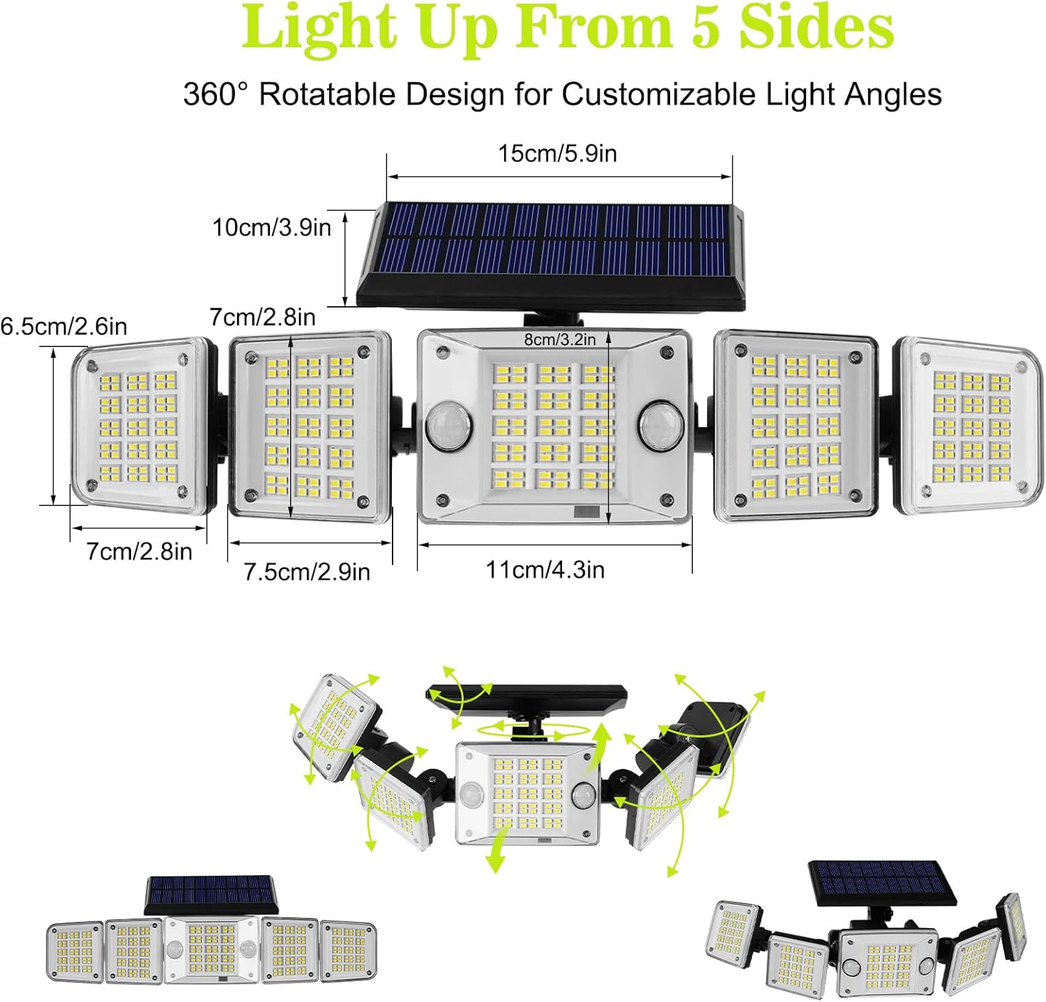 Led Solar Lights Outdoor Waterproof: 3200LM Motion Flood Lights Outdoor Lighting Solar Power - Sensor Security Light for Outside Wireless Floodlight Exterior Wall Lights for House Yard Garage 2 Pack
