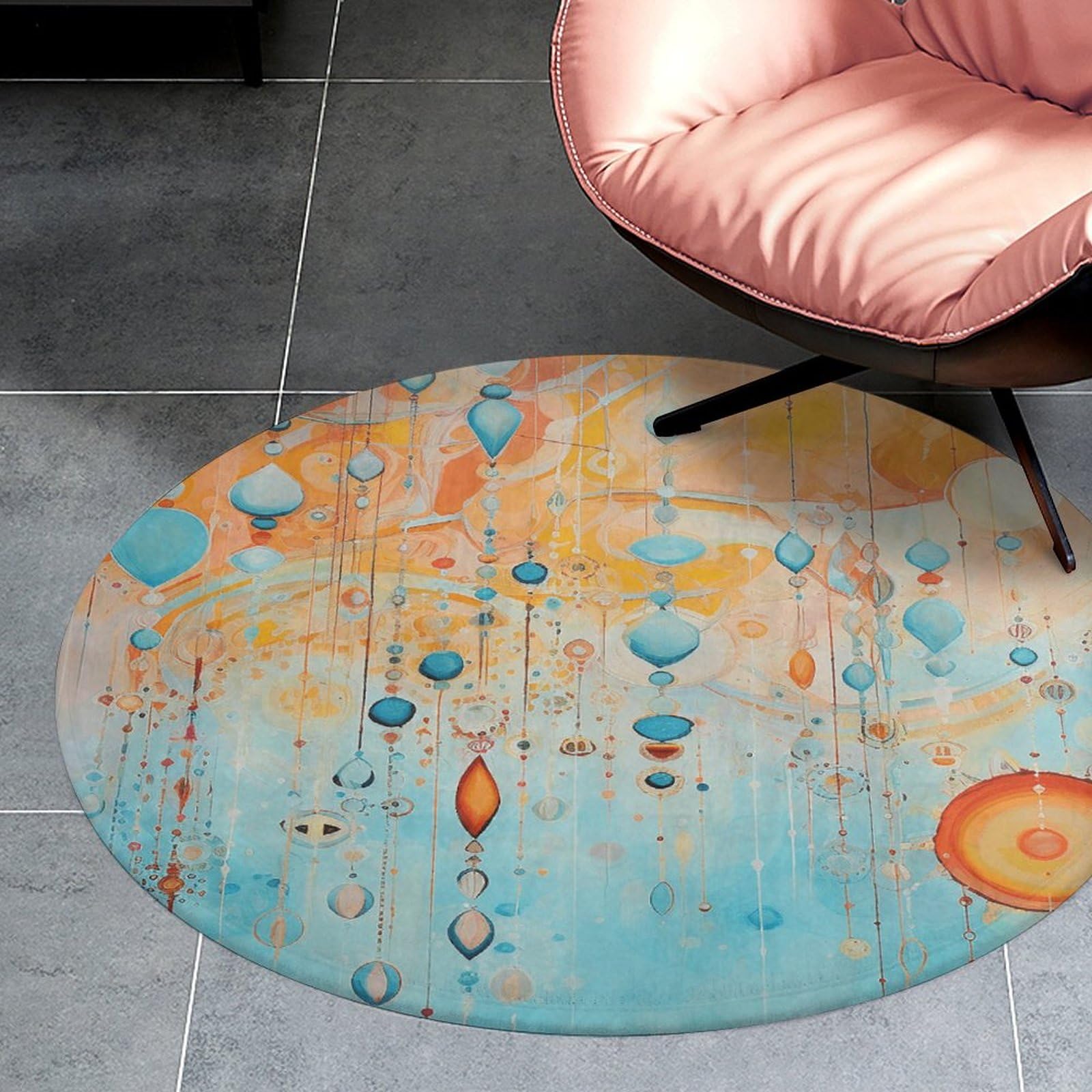 Tapis pour salon décoratif et chaleureux effet peinture à perles