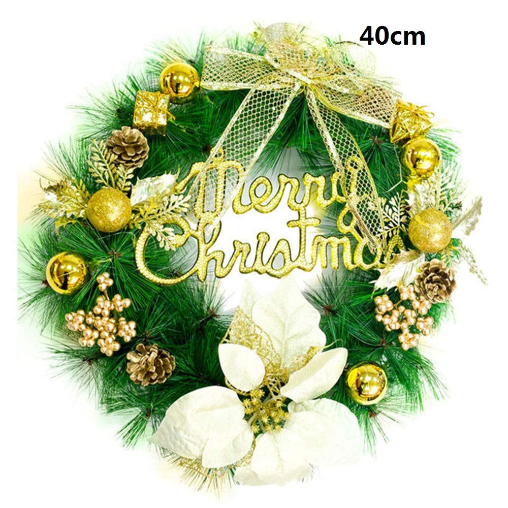 Guirlande De Noël Arbre Fleur Décoration Guirlande De Noël Grande Porte Mur Ornement Guirlande Décoration Rouge Bowknot 40cm 1