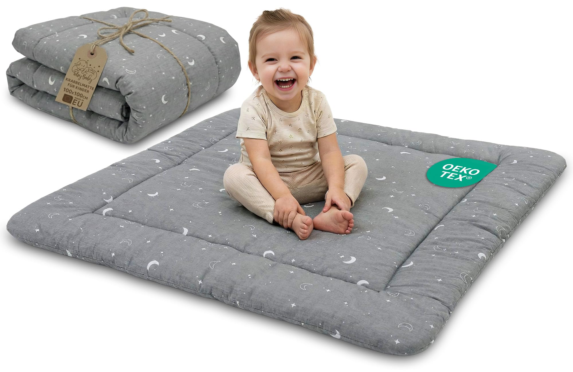 Krabbeldecke Krabbelmatte für Baby – Spielmatte Spieldecke Bodenmatte für Kinder und Babys für Kinderzimmer und Laufgitter Große faltbar waschbar Play Mat Oeko-Tex-Zertifikat