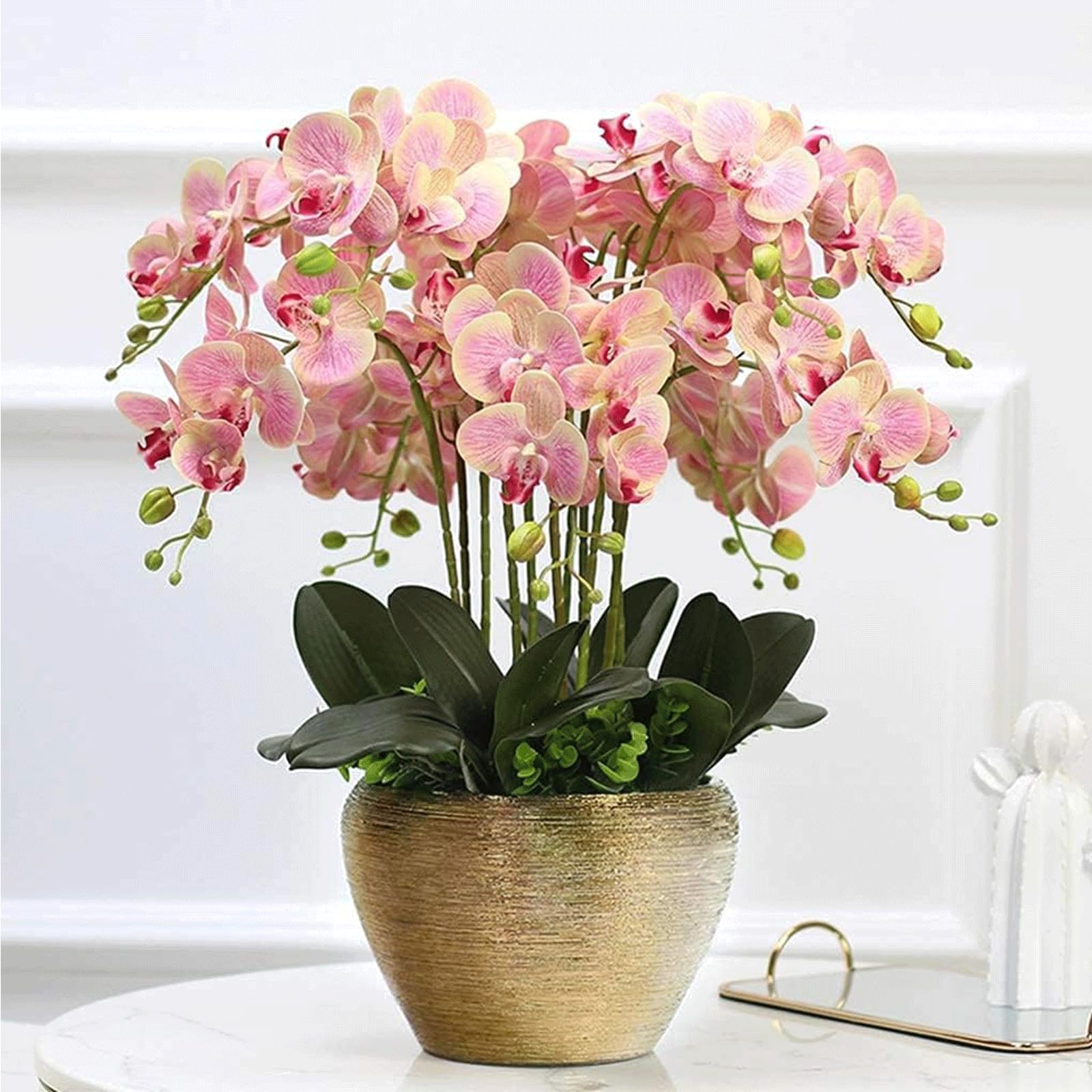 11 Teste di Orchidee Artificiali Eleganti, Fiori Artificiali, Fiori Finti, Decorazioni per tavoli, Feste, Sale da Pranzo e uffici.