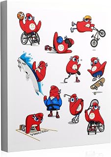 2024 Olympic Mascot Canvas Wall Art Phryges Paris Olympics Phryges 2024 Mascot, Canvas Art Prints for Home Decor, 8x10 in, Style 2