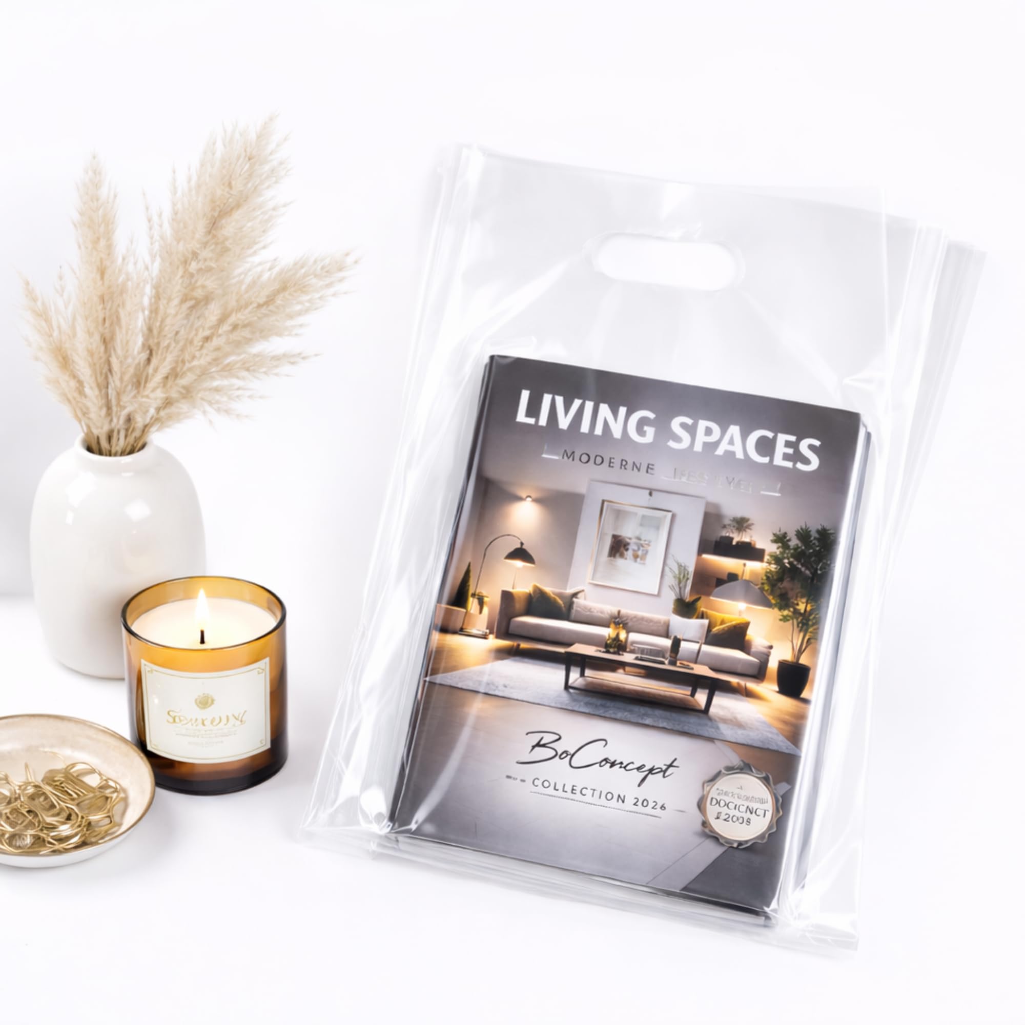 Infinite Pack 100 Clear Plastic Merchandise Bags with Handles 12"x15" | 1.25Mil Thick Glossy Retail Shopping Bags for Small Business Boutique Bag Clear Gift Bags for Shopping, Clothing and Trade Show