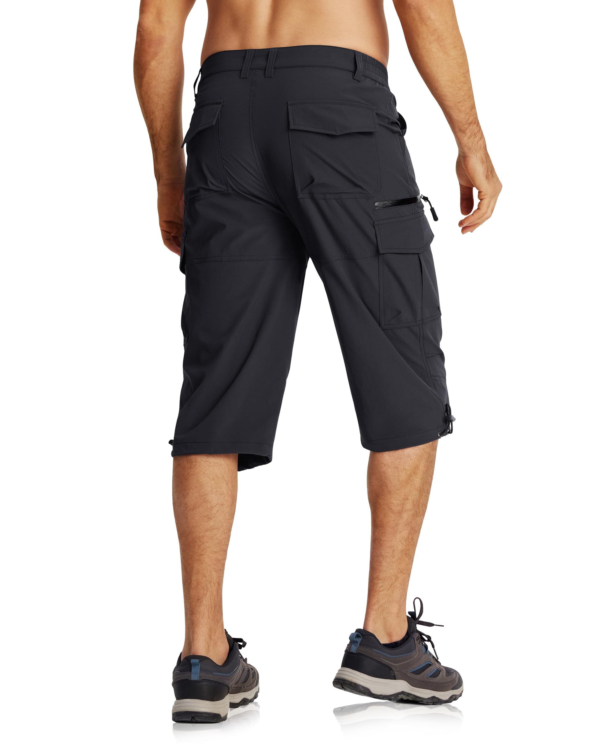 MAGCOMSEN Pantalones cortos de trabajo de secado rápido para hombre, pantalones capri 3/4, bolsillos con cremallera, pantalones cortos de senderismo y escalada