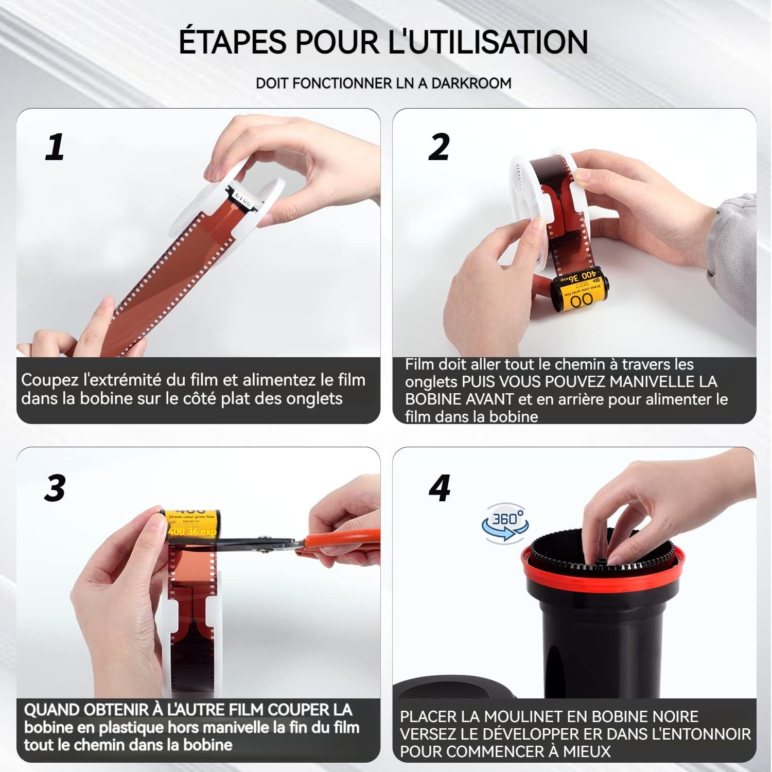 eTone Réservoir de développement de Film Universel 2 bobines pour Le Traitement de l'équipement de Traitement de Film de caméra de Film 120 135