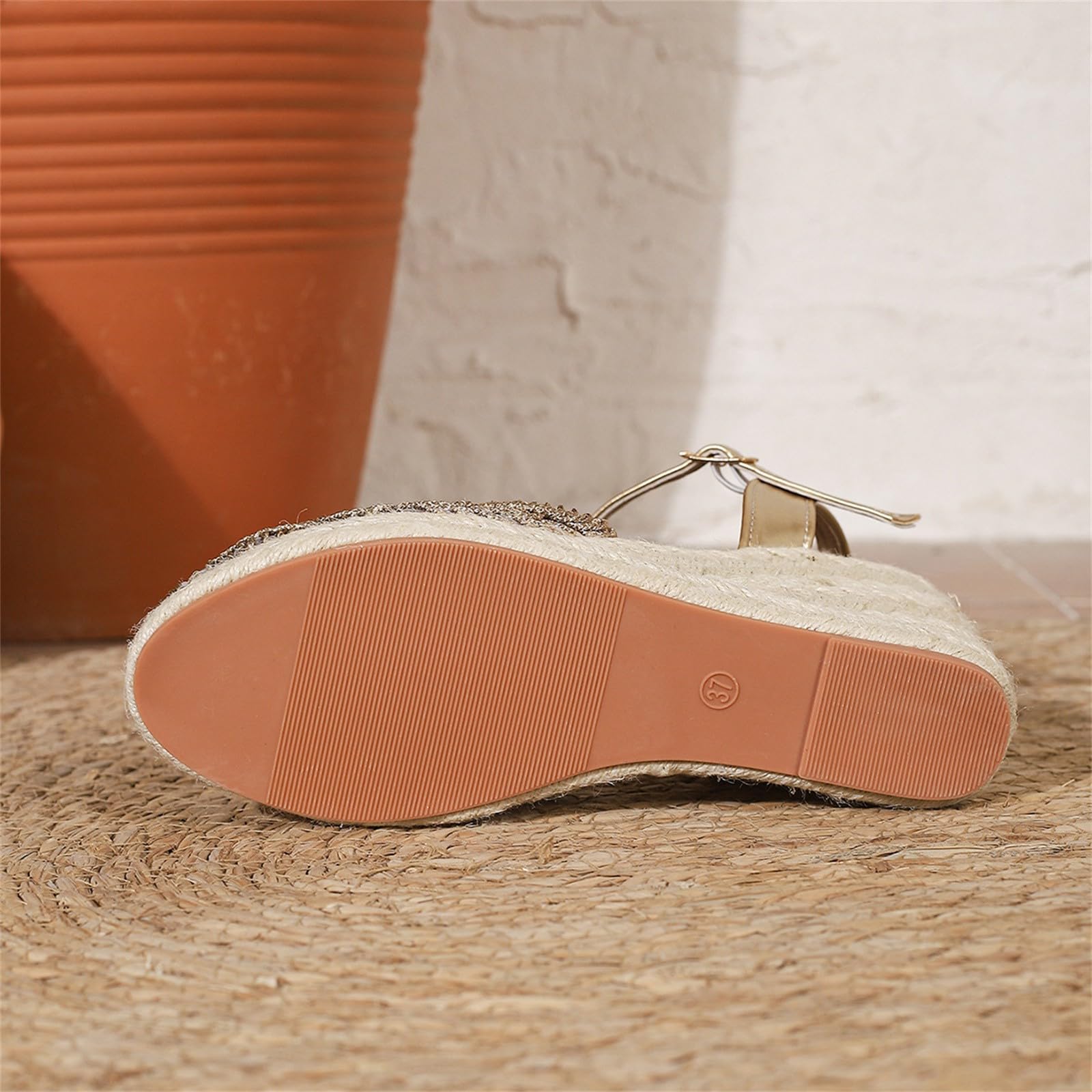 Sandalias De Alpargatas Bordadas Para Mujer, Con Y Tiras Al Tobillo, Punta Cerrada, Zapatos Verano Blancas Mujer (Rose Gold, 43) Cuñas Beige Esparto Negras Cuña Trekking Yute Sport