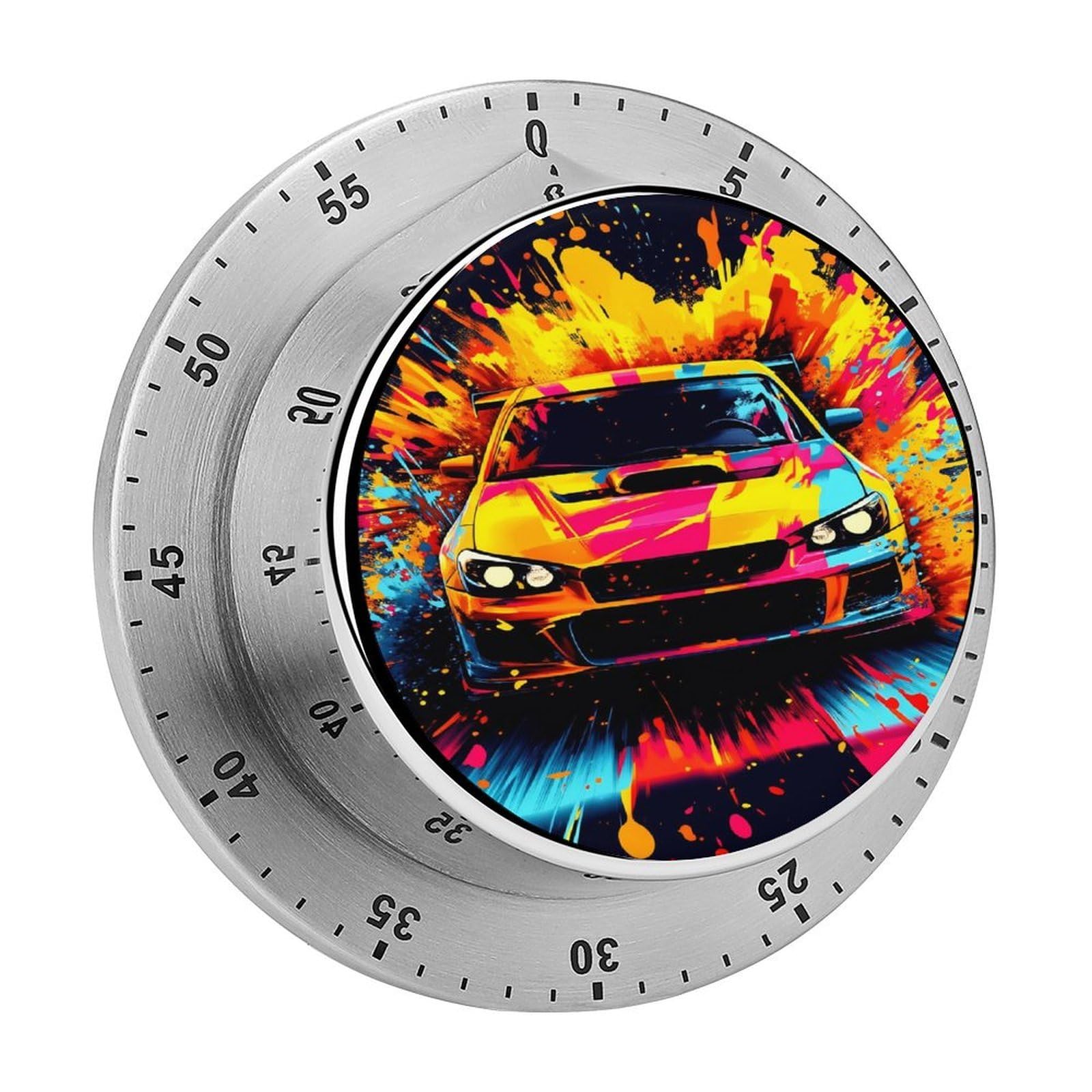 Vibrant Sports Car Speed 60 Minute Wind Up Timer,Visual Mechanical Magnetic Timer with Loud Alarm for Kitchen