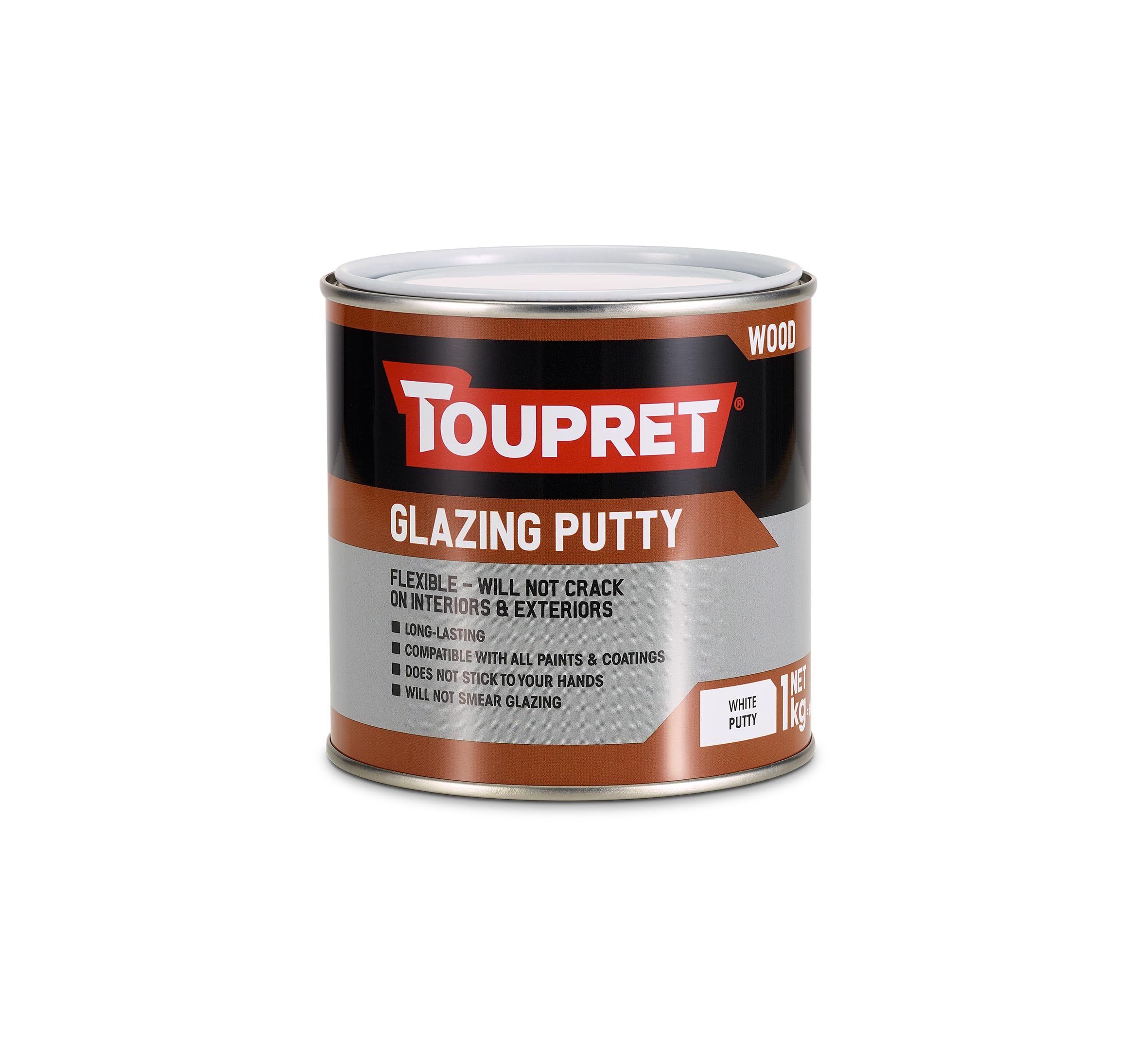 Toupret Glazing Putty - Professional Interior & Exterior Wood Window Frame Filler - Flexible, Paintable, Long-Lasting Seal - Ideal for Glass Panes & Window Frames - 1kg