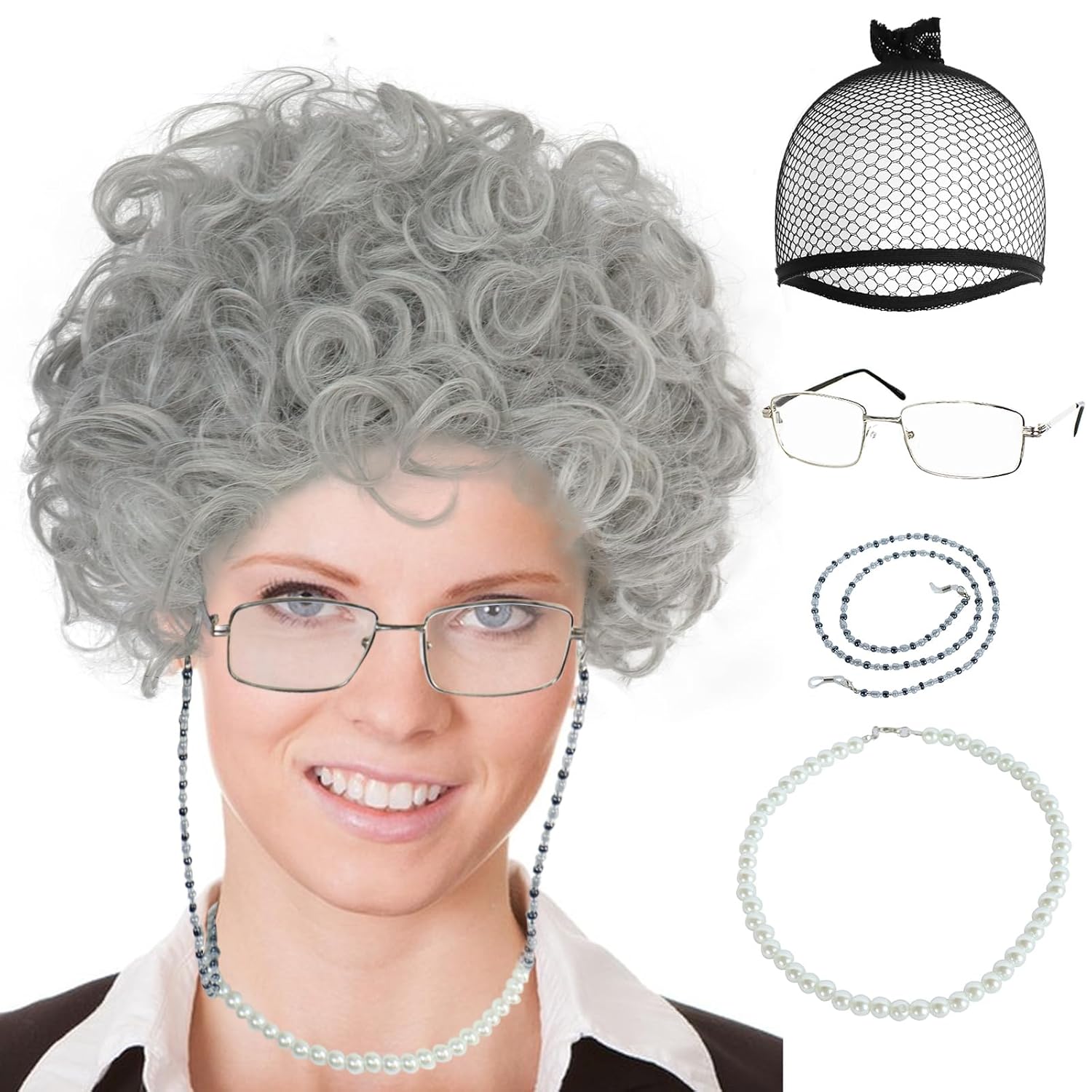old lady wig