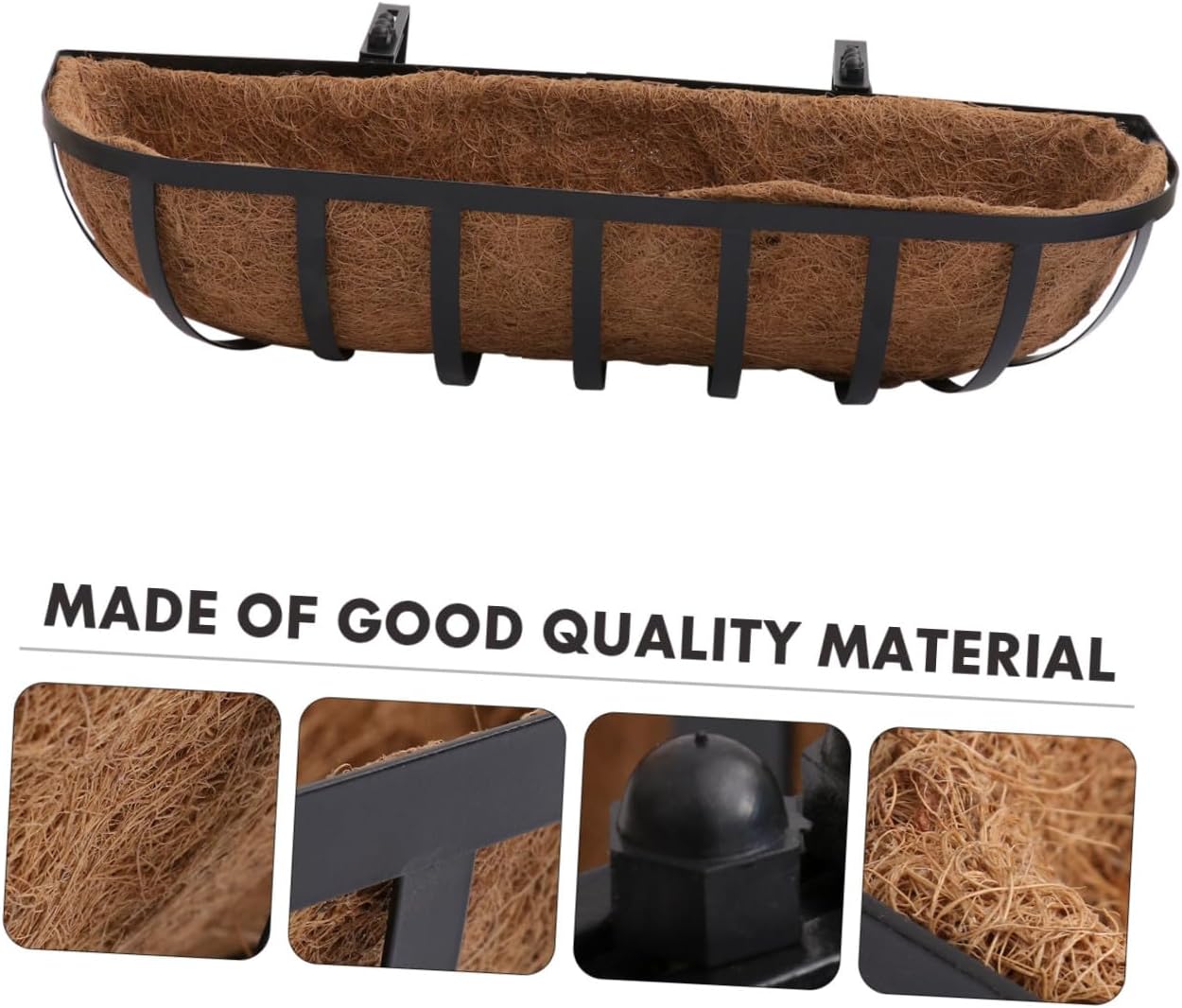 Iron Art Coconut Palm Hanging Basket Wall-Mounted Flowerpot 24-inch Light Brown Planter for Indoor Outdoor Garden Decoration