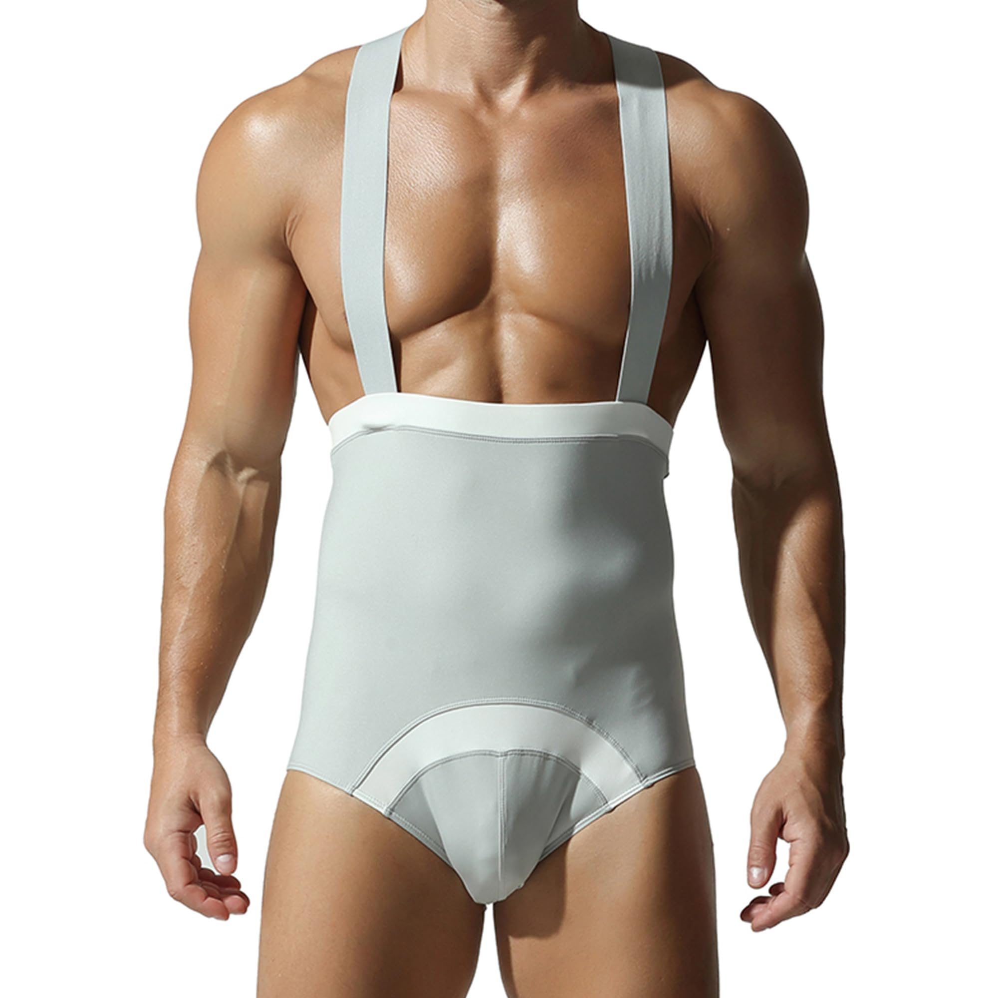 YUFEIDA Men's Sports Shirts Active Undershirts One Piece Boxer Singlet Wrestling Bodywear Active Base Layers Bodysuit