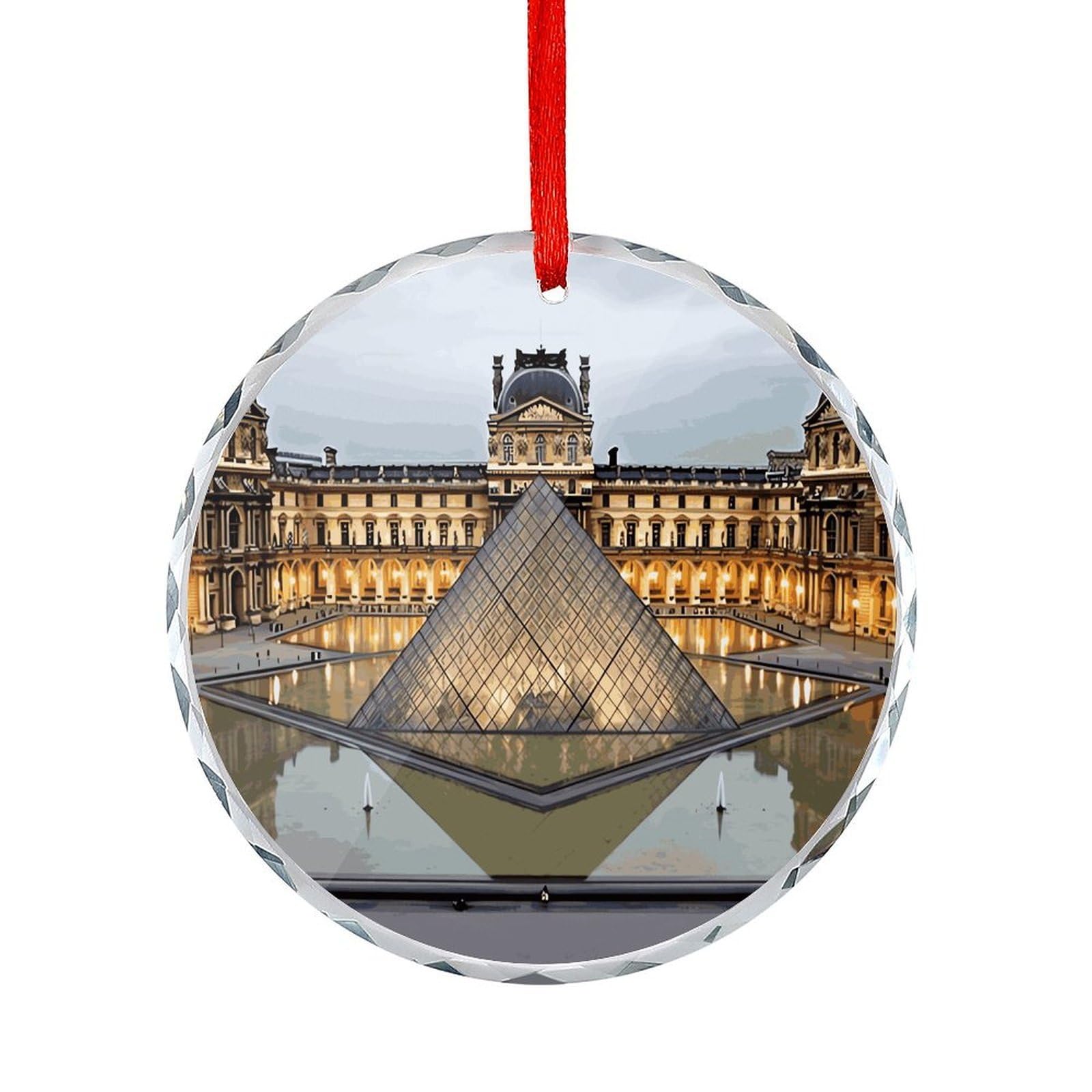 Btcowzrv Style Louvre Museum In Paris Round Ornament Hanging Pendant Decor