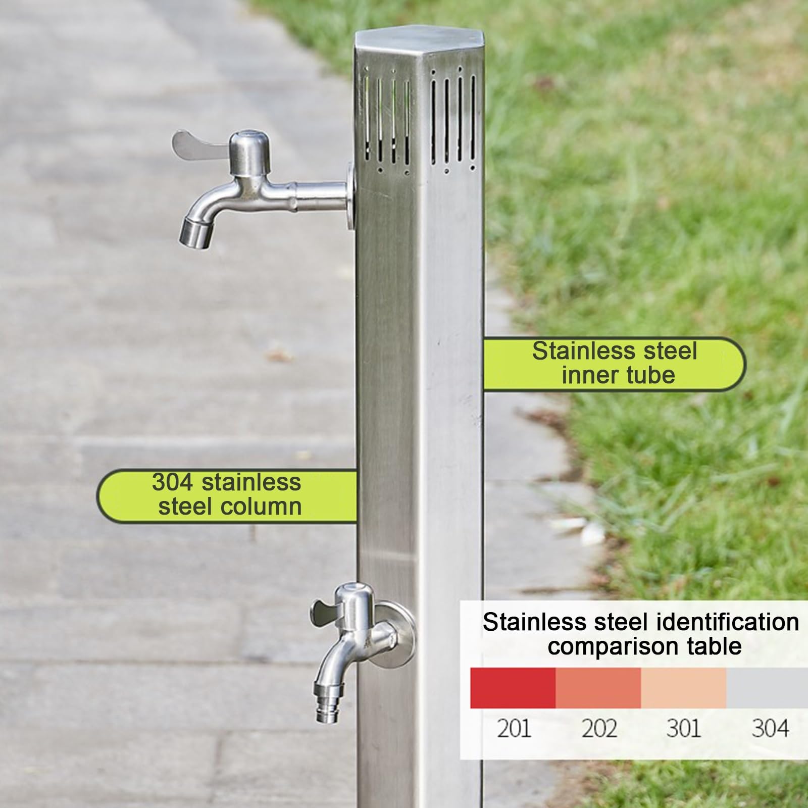Fuente Jardin Cascada, Grifo Lavadora Doble, Salidas Dobles de Agua Alta y Baja con 2 Grifos, Apto para Riego