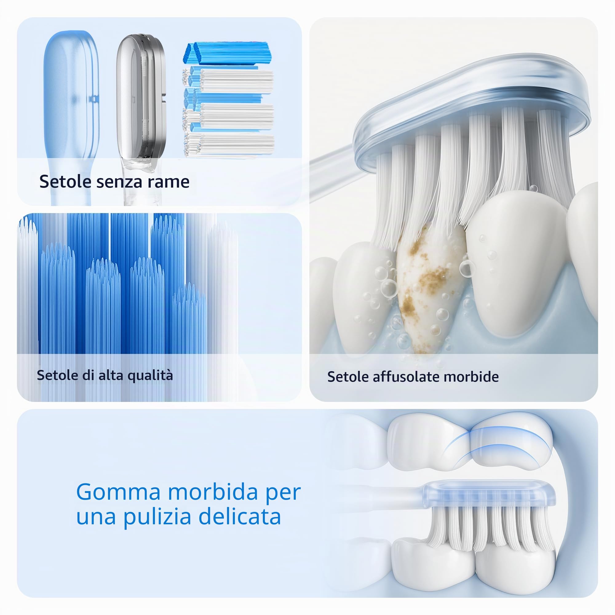 SYNHOPE Spazzolino elettrico oscillante a 60°, spazzolino sonico a onde vibranti per adulti con 2 testine, IPX7 (Nero)