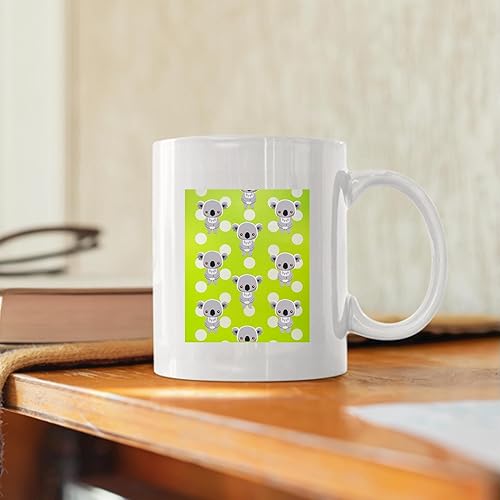 Miniatura 3 de Gift Idea for Kids Cute Koala Bear with Lime Green Polka Spots 11oz 15oz White Coffee Mug