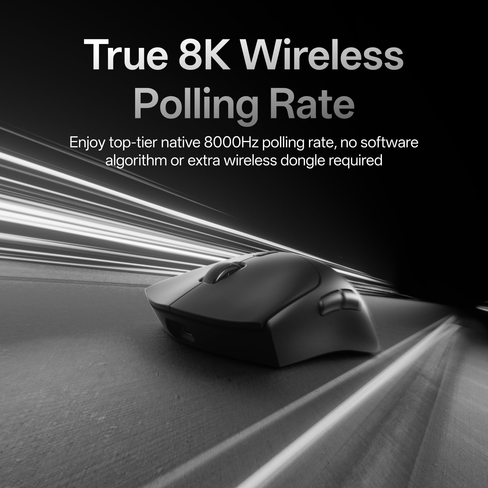 Rapoo VT7 MAX - Ratón inalámbrico para juegos, verdadera tasa de sondeo inalámbrica 8K, peso de 53 g, batería de hasta 750 horas, Nordic nRF54L15 MCU, interruptor óptico de 120 millones, 10 botones