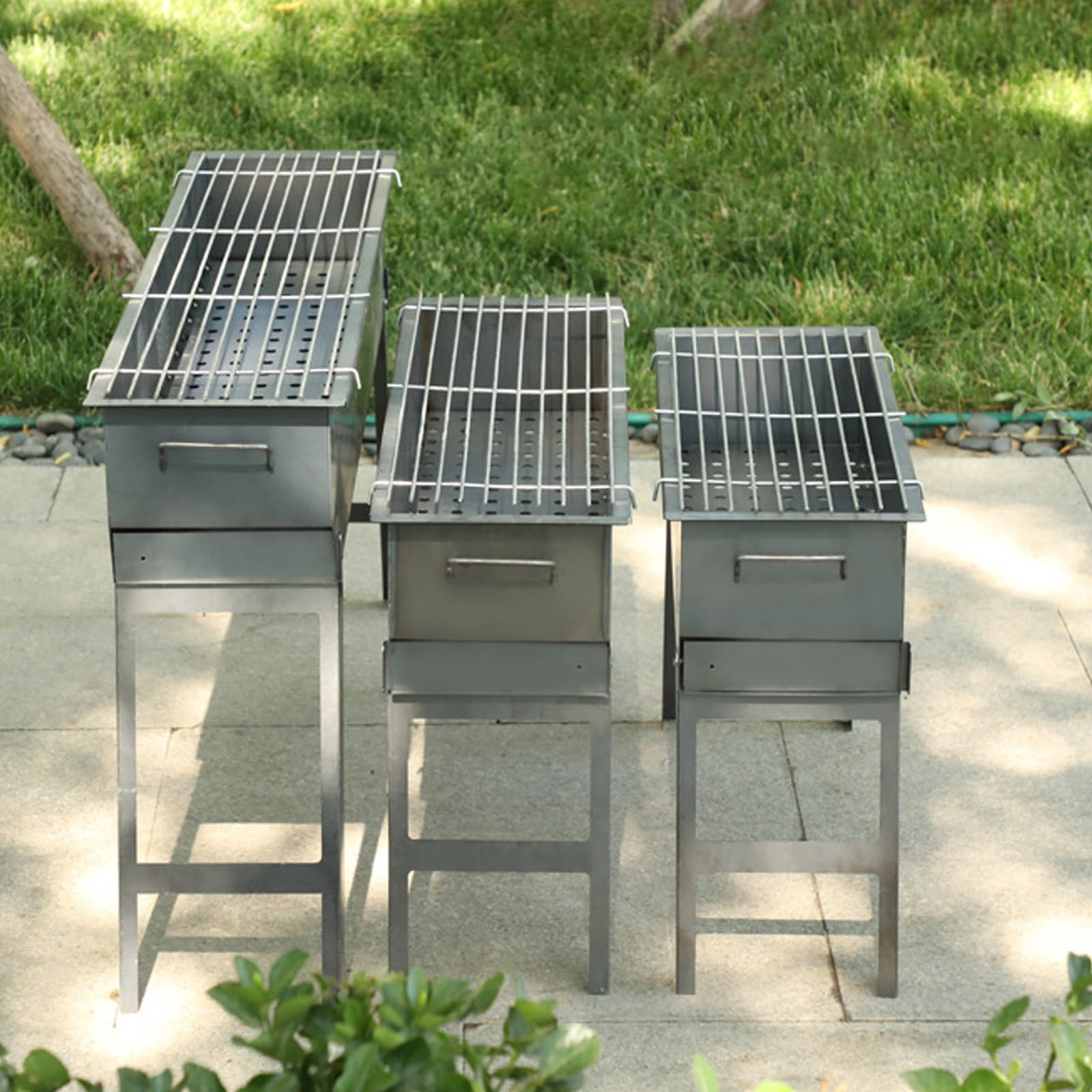Barbecue a carbonella per esterni, pieghevole, portatile, per campeggio, giardini, picnic e feste in spiaggia, spazio di cottura, 80 x 21 x 51 cm