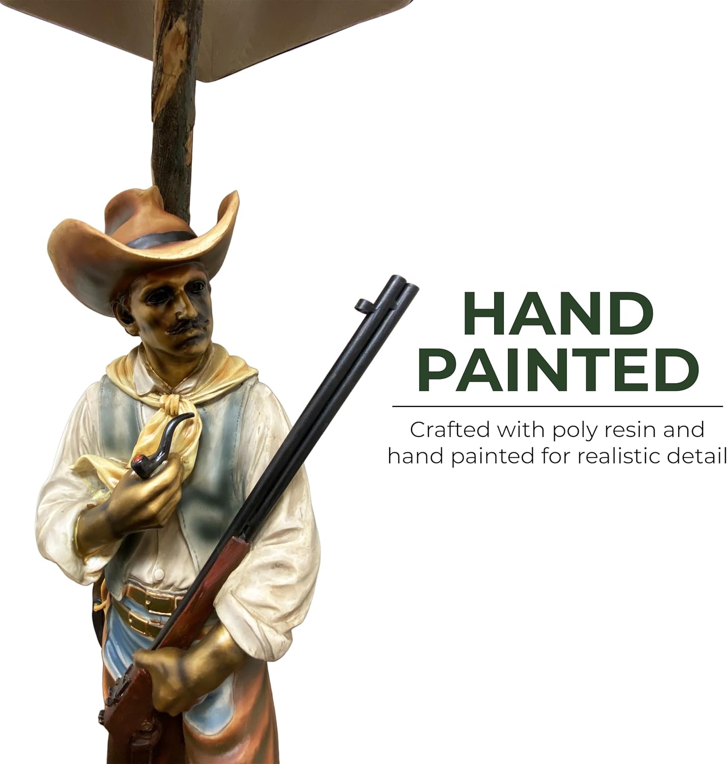 Rivers Edge Products Rustic Cowboy Floor Lamp, 64 Inch Tall, Hand Painted Poly Resin, Rustic Home Decor and Unique Room Decor for Living Room or Bedroom, 100 Watt Bulb, Western Cowboy