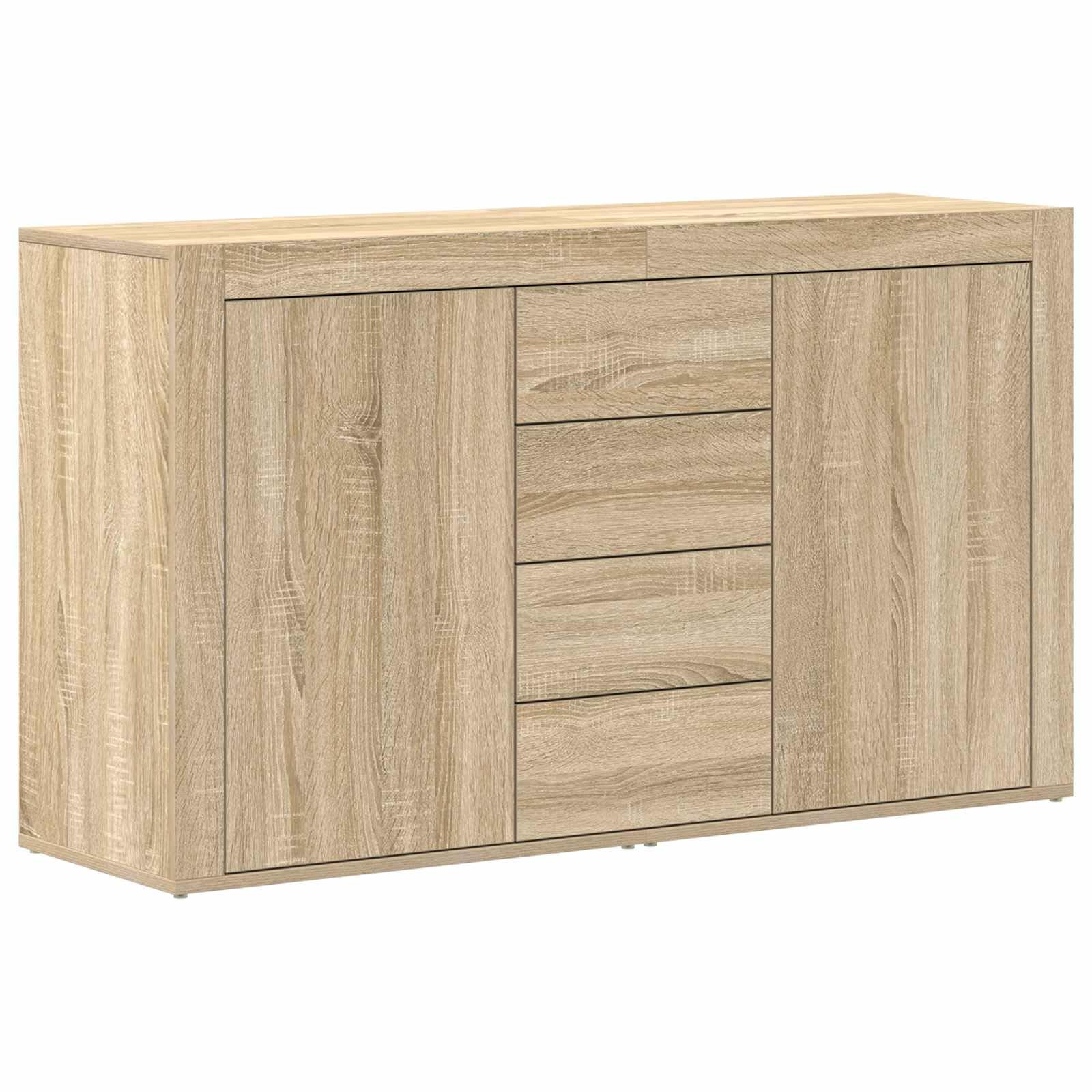 Credenza in rovere Sonoma, 120 x 36 x 69 cm, con ante e cassetti | Armadietto robusto per sala da pranzo e soggiorno, offre uno spazio versatile per stoviglie, libri e decorazioni.