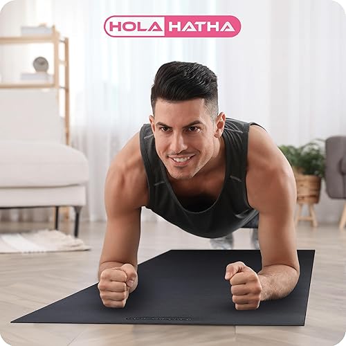 Miniatura 6 de HolaHatha Tapete de yoga ligero y acolchado, antideslizante de espuma gruesa plegable para estiramiento y actividad de entrenamiento, 79 x 35.5