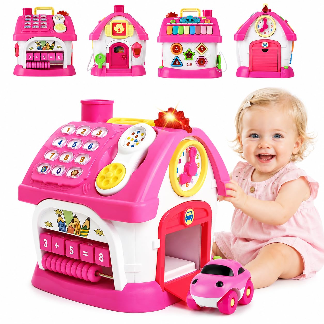 Spielzeug für Mädchen ab 1 Jahr – Multifunktionales Musikhaus | Zweisprachiges Montessori-Lernspielzeug mit Licht und Ton – Pädagogisches Geburtstagsgeschenk für Kleinkinder (1–3 Jahre)
