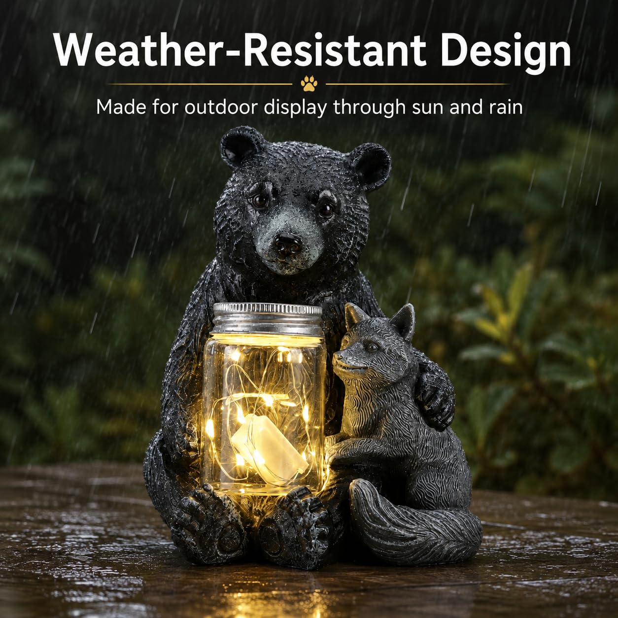 Statua da giardino a forma di orso con vaso LED, volpe, decorazione per
