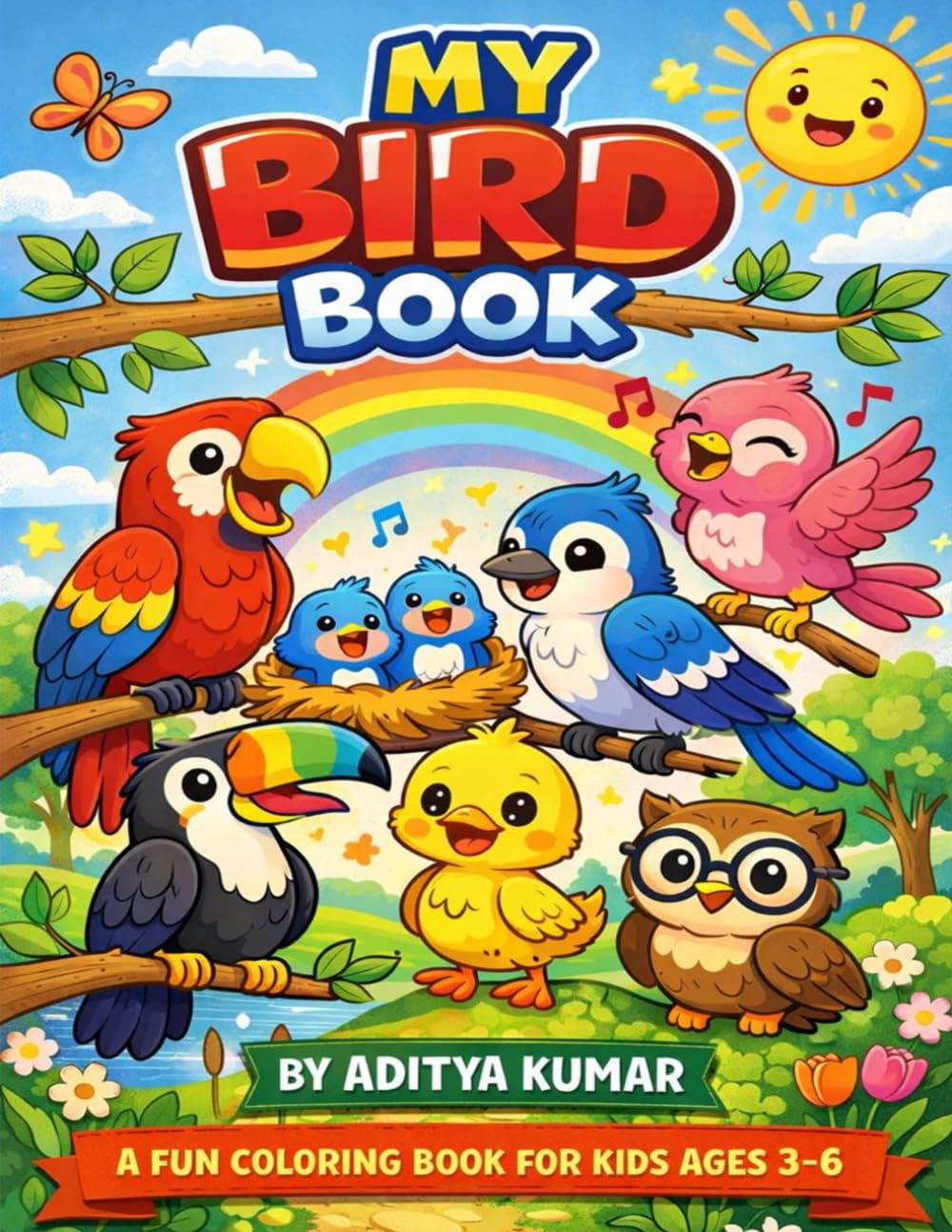 Birds Coloring Book for Kids: Fun & Easy Bird Illustrations for Toddlers and Preschoolers Ages 3–6 | Cute Animals, Big Shapes & Simple Designs