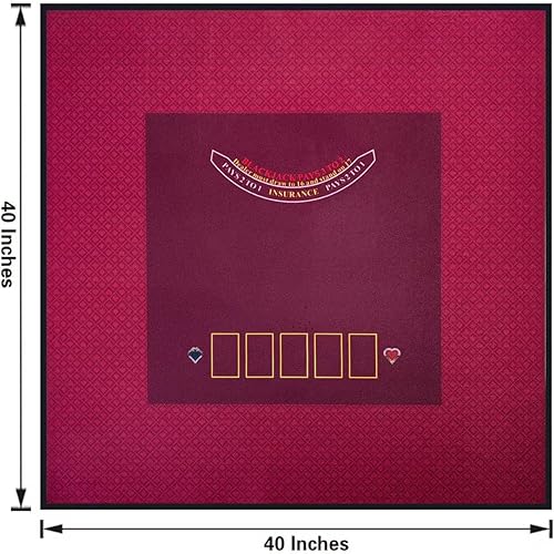 Miniatura 2 de BALIKEN 40 '' x 40 '' Texas Hold'em y Blackjack Layout Mesa Fieltro, portátil plegable juegos de póquer Mat
