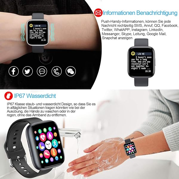Smartwatch Fitness Tracker per display touch da 155 pollici impermeabile IP67 Smart Watch con contapassi monitoraggio del sonno GPS 8 modalit sportive smart watch per Android e iOS