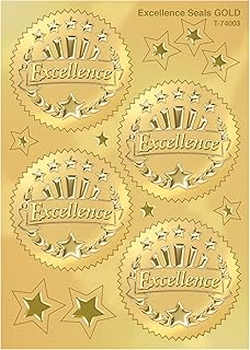 Excellence Gold Award Seals Stickers by TREND enterprises, Inc.; 8 sheets, 42 seals