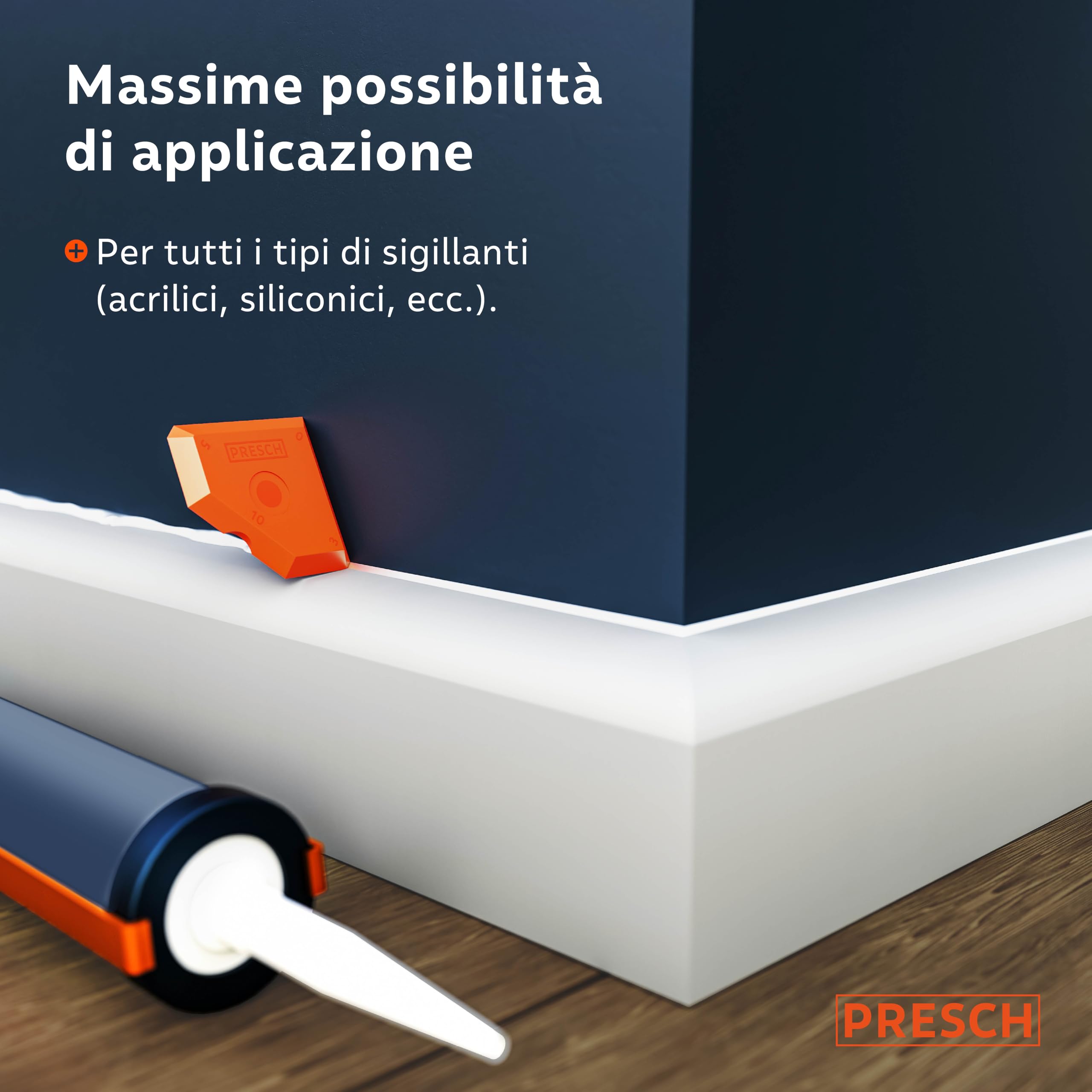 Presch Spatole per silicone Set 5 pz. - Giunti perfetti grazie a bordi molto dritti - Manopole speciali per un facile sollevamento - Ideale per sigillanti come acrilico e silicone - Con scatola