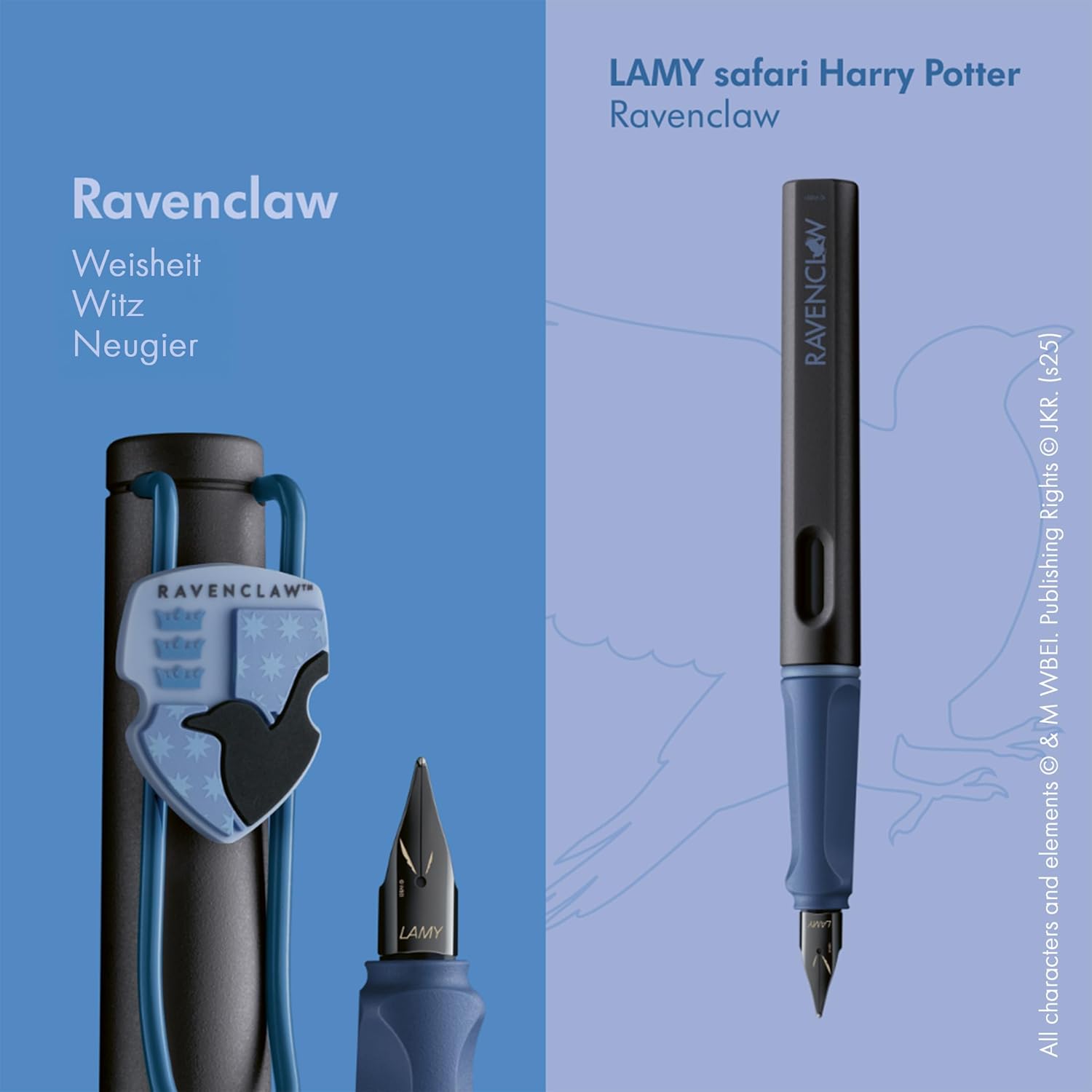 Lamy Safari Harry Potter Ravenclaw Fountain Pen – Special Edition fountain pen with house crest – steel nib in extra fine width – ergonomic grip – incl. T10 blue ink cartridge – Right-Handed