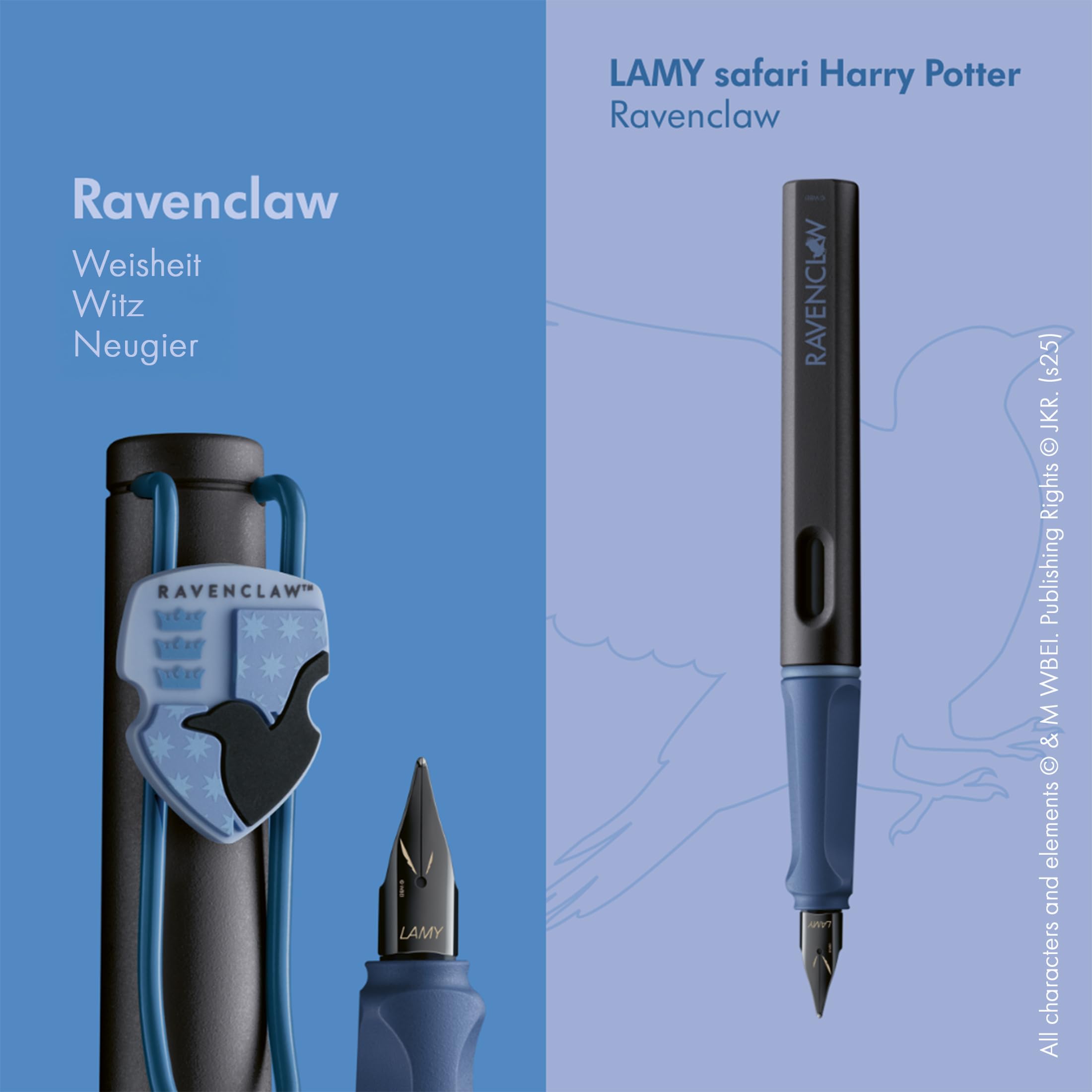 Lamy safari Harry Potter 4er-Set – Special Edition Füllhalter mit Wappen der Häuser - Stahlfeder in Strichbreite M – mit ergonomischem Griff – inkl. Tintenpatrone T10 blau – Rechtshänder